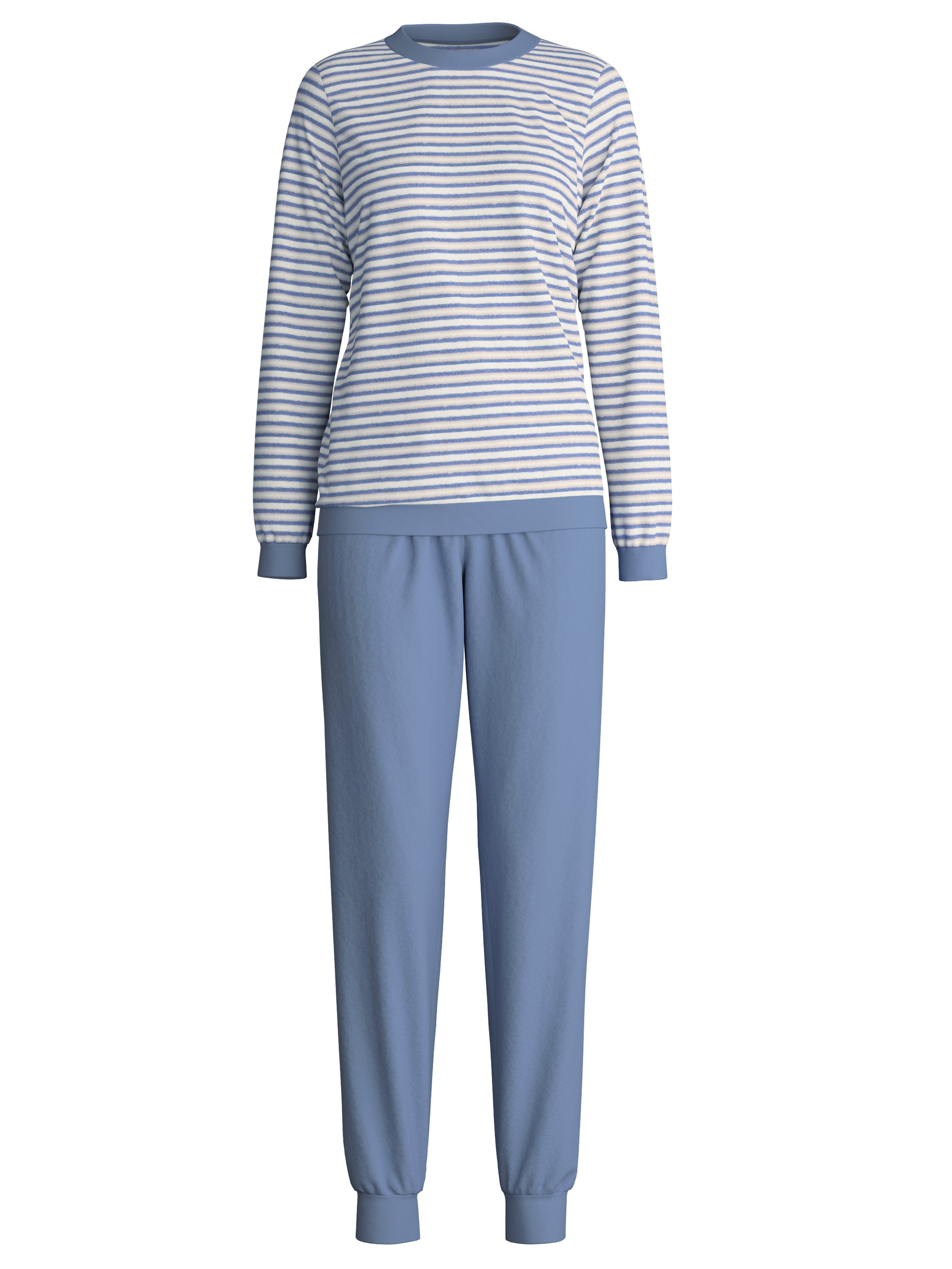 CALIDA Schlafanzug Soft Dreams (2 tlg) Ringel-Design, warm, weich, Frottee-Qualität, Cotton-Mix