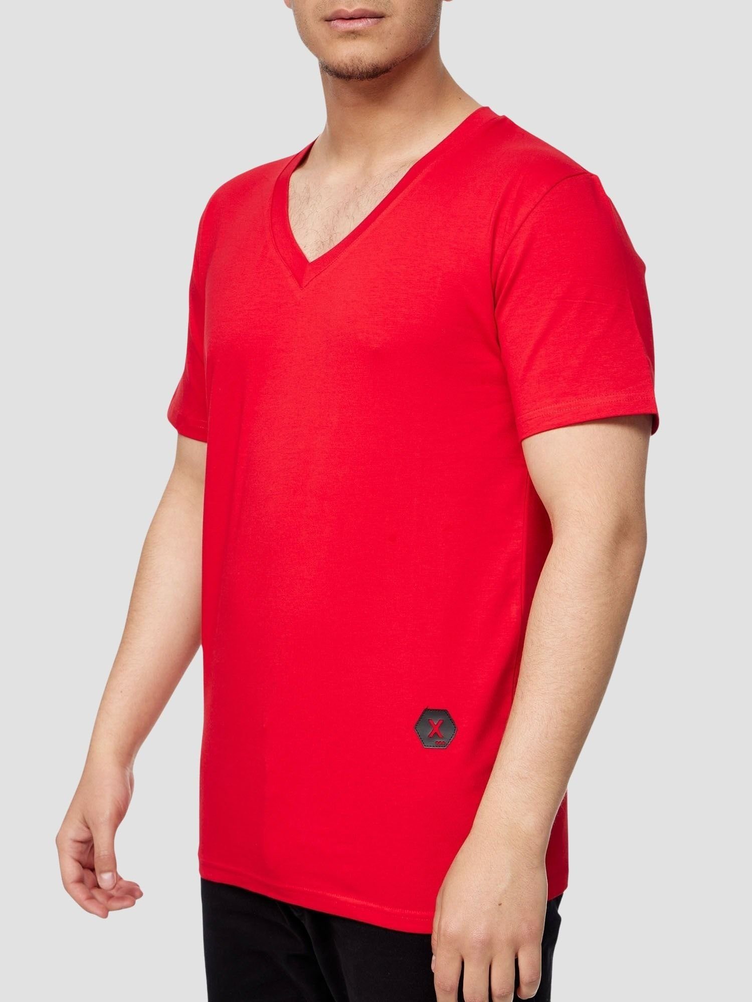 John Kayna T-Shirt John Kayna T Shirt Herren Tshirt Tee T-Shirt für Männer Polo Poloshirt (Shirt Polo Kurzarmshirt Tee, 1-tlg) Fitness Freizeit Casual Rot