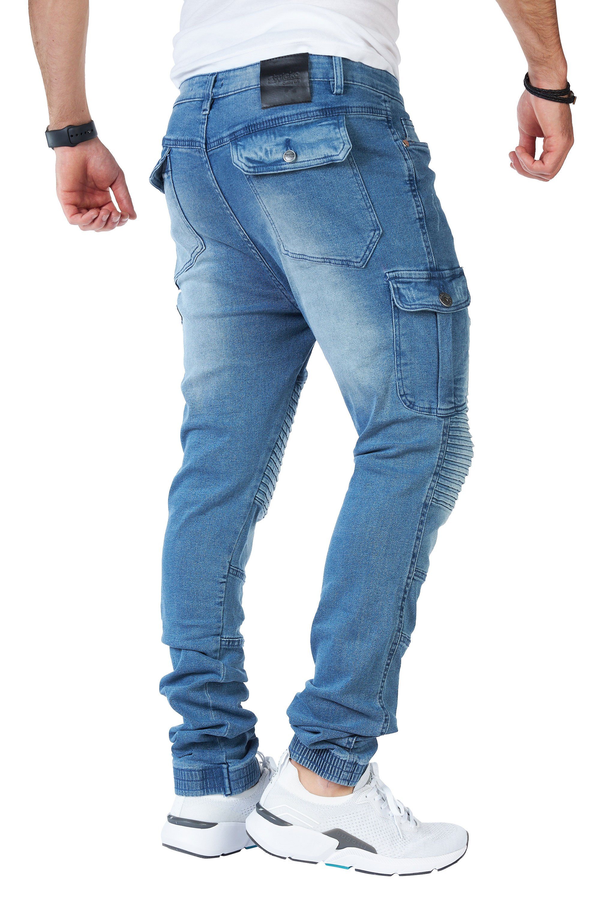 Styleko Cargohose 8014 Herren Cargohose Cargo Jeans Hose für Männer Jungen Regular Denim