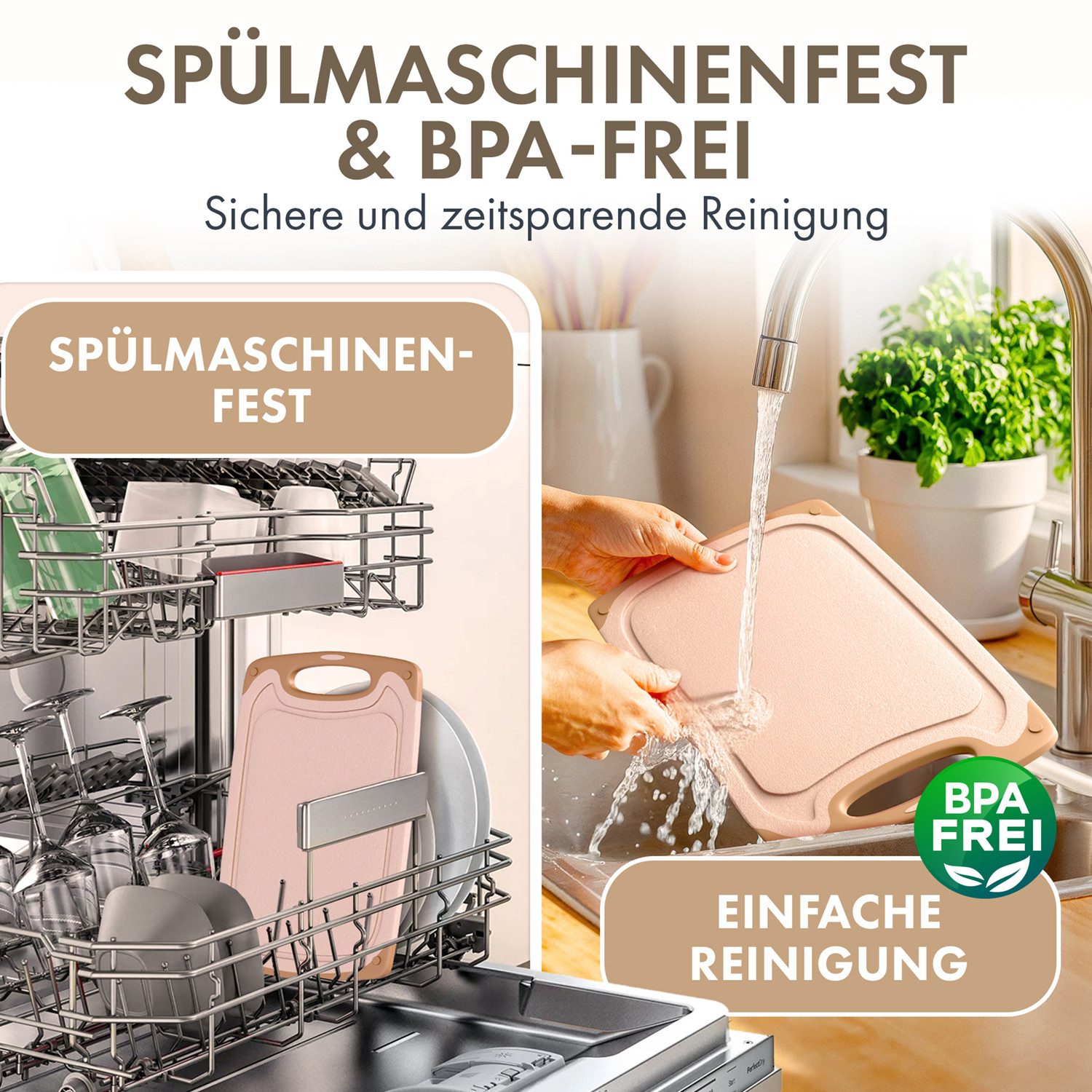 Blumtal Schneidebrett Frühstücksbrettchen Kunststoff, 2er-/3er-Set, verschiedene Größen, (3-St), Brettchen spülmaschinenfest Kunststoff BPA-frei – Bild 4 von 5