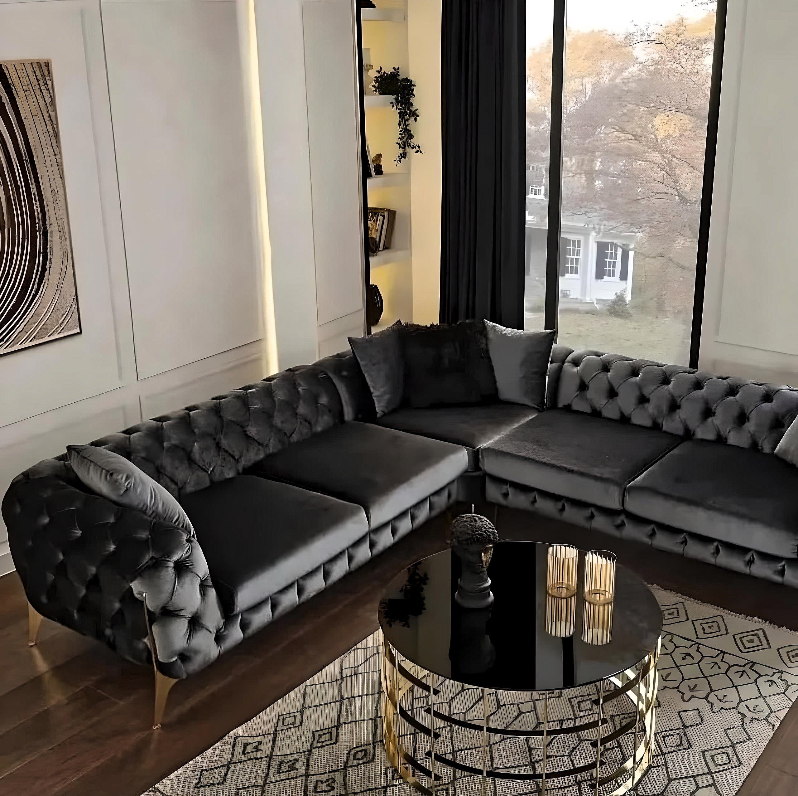 JulietHome Chesterfield-Sofa Black Diamond, L-Form, Wasserabweisender Stoff günstig online kaufen