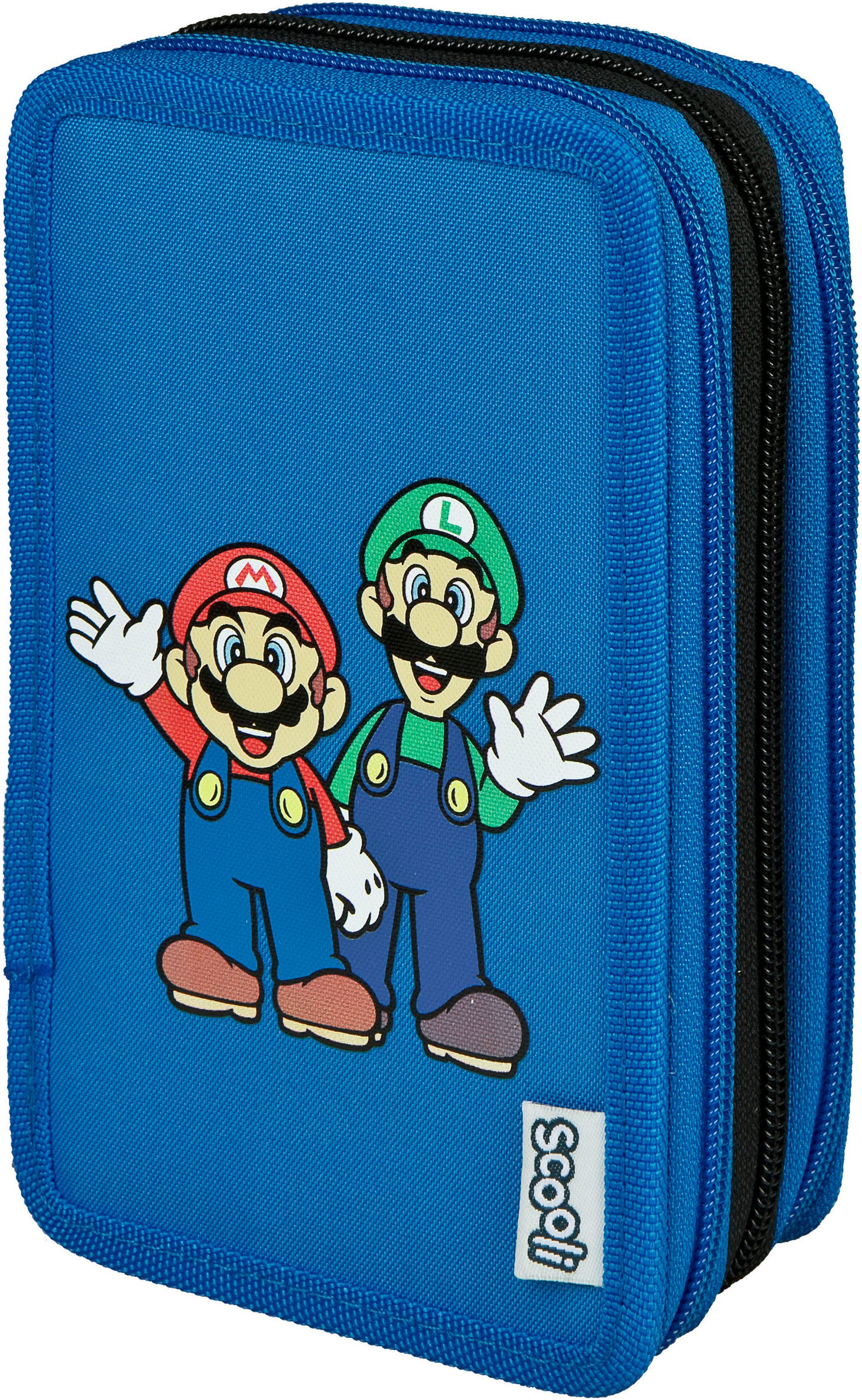 Scooli Federmäppchen Tripledecker, Super Mario, befüllt, inklusive Geodreieck