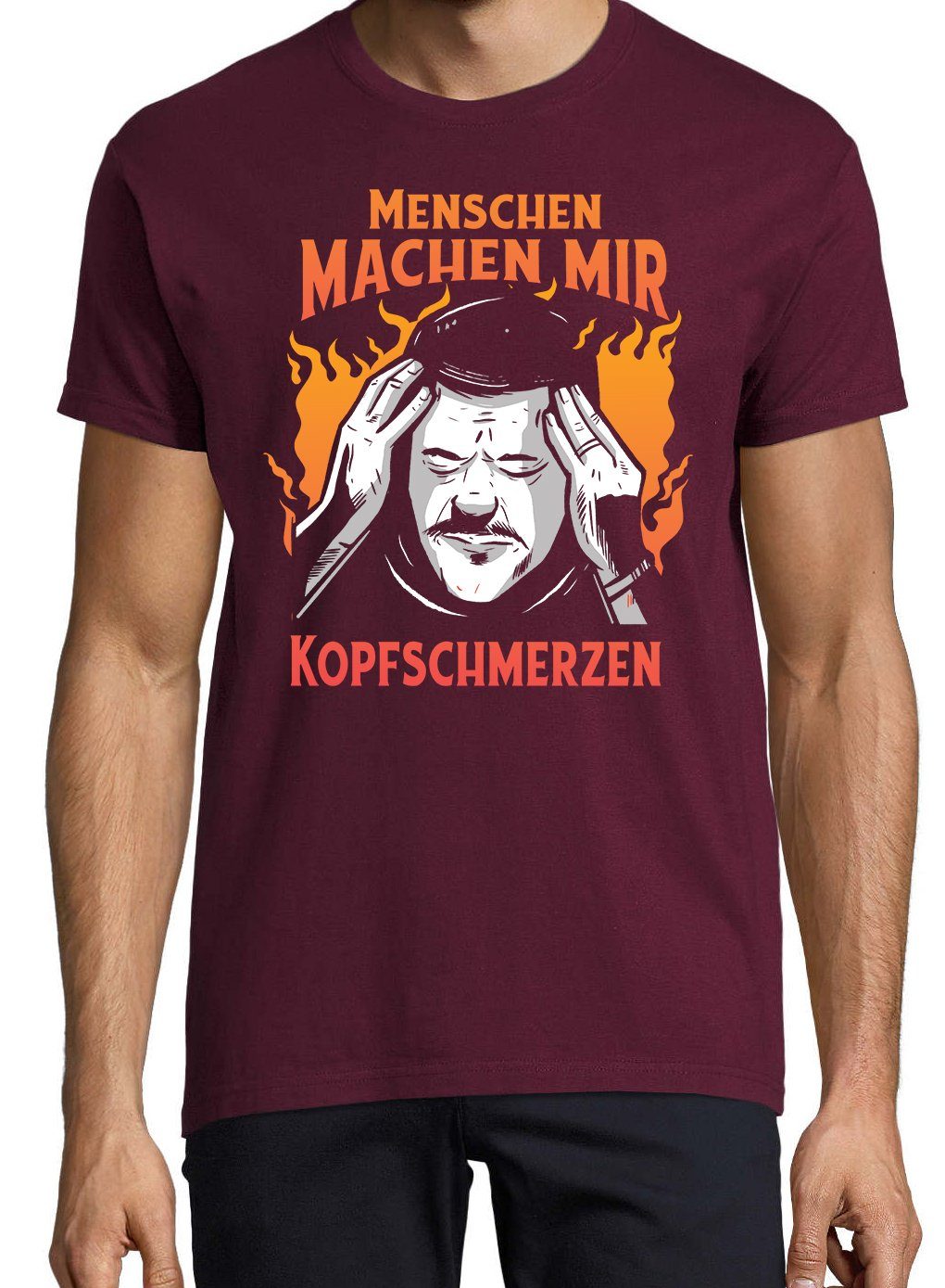 mit lustigem T-Shirt Youth Mir Burgund Machen Herren Print-Shirt Spruch "Menschen Designz Kopfschmerzen"