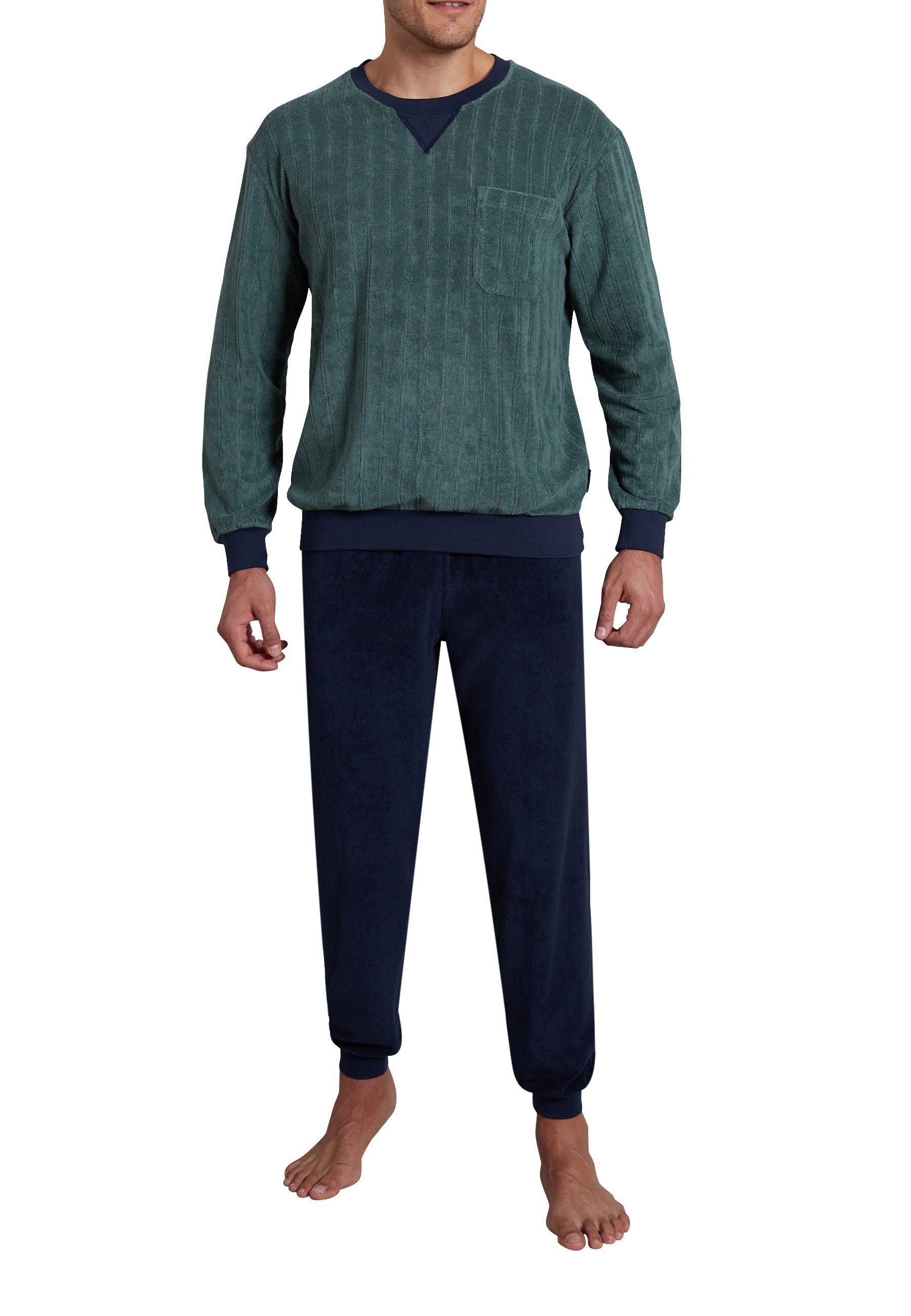 grün Rundhals-Ausschnitt Pyjama normal GÖTZBURG GÖTZBURG (1 / Leibhöhe: Pyjama tlg), Passform: Ausschnitt: / normal Herren