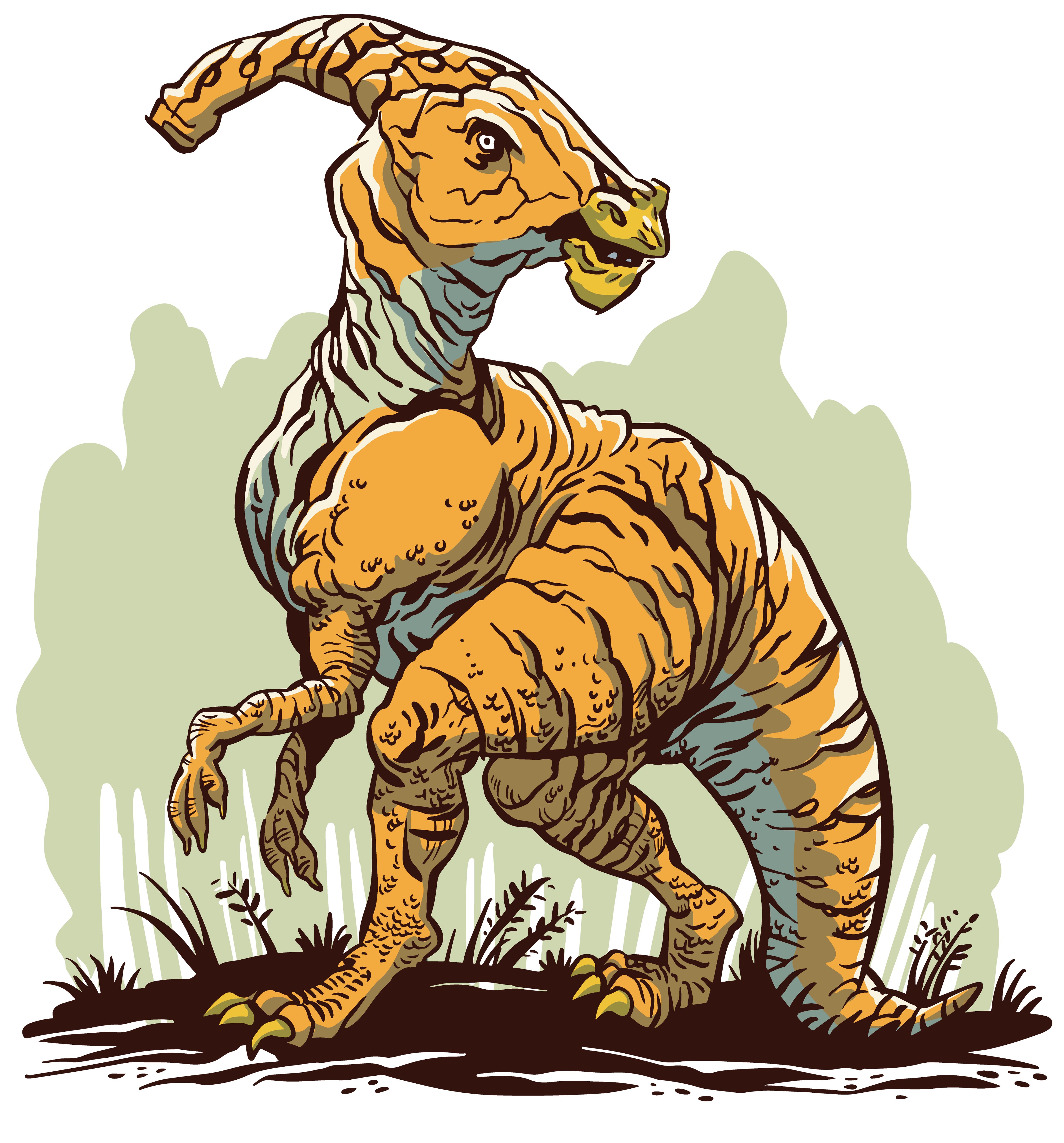 MyDesign24 Kinder weiss bedrucktes schwarz, Dino, weiß, mit T-Shirt Print-Shirt Parasaurolophus blau, i99 Baumwollshirt rot,