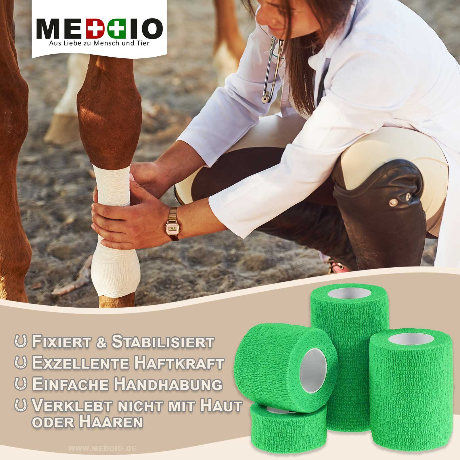Selbsthaftende Pferdebandage light 1 7,5cm green Haftbandage / meDDio Bandage Fixierbinde