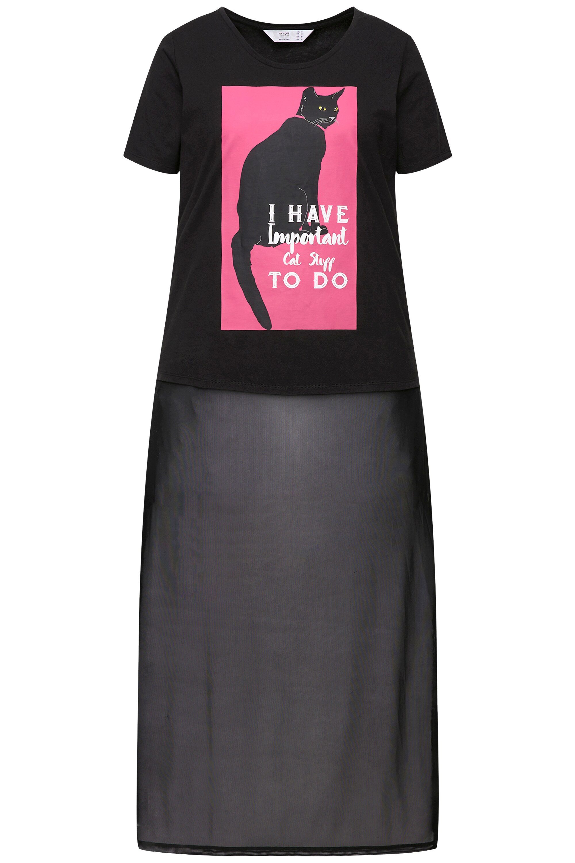 Angel of Style T-Shirt Longshirt A-Linie angesetzter Mesh-Rock günstig online kaufen