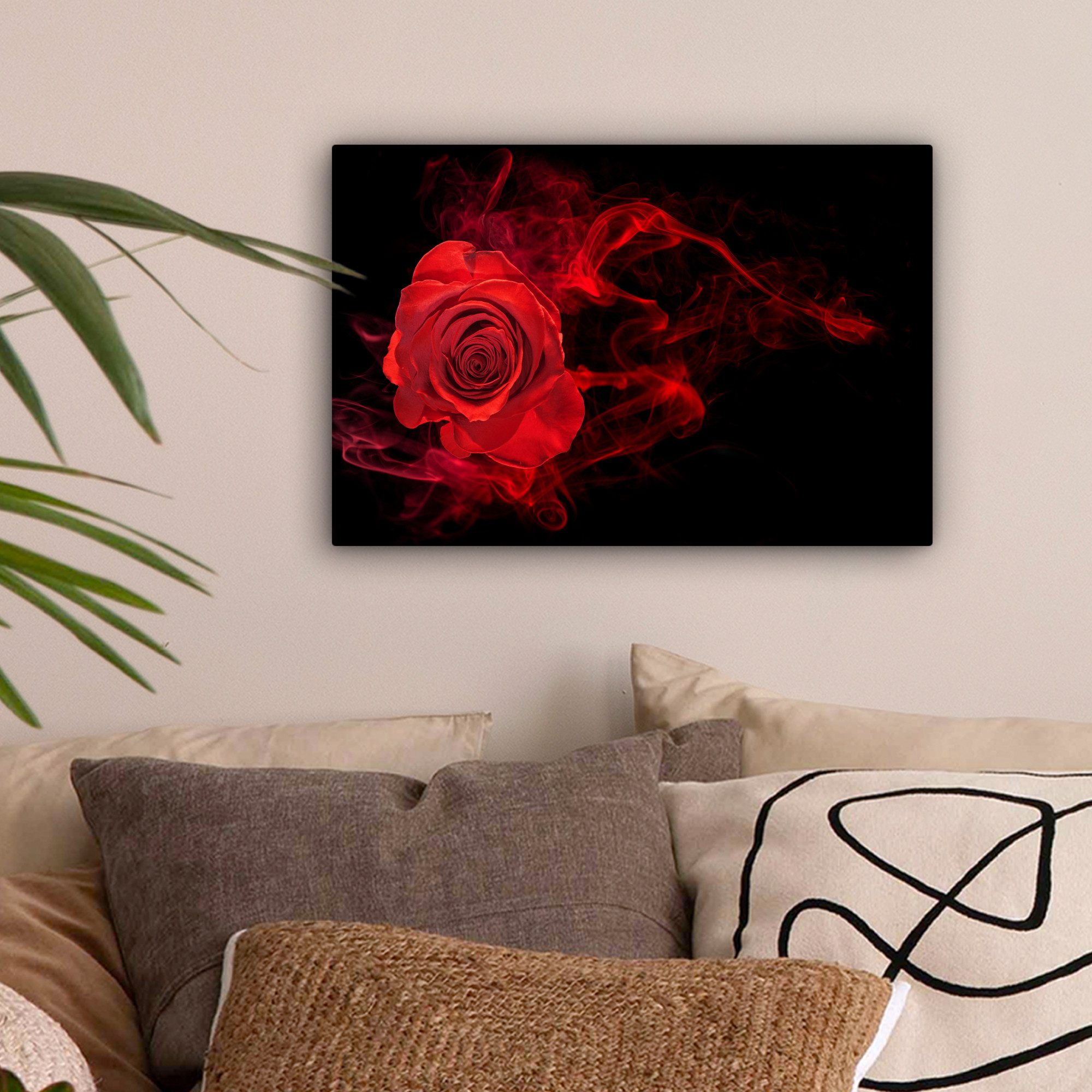 OneMillionCanvasses® Leinwandbild Rosen - Rot - Schwarz, Fotodruck (1 St), günstig online kaufen