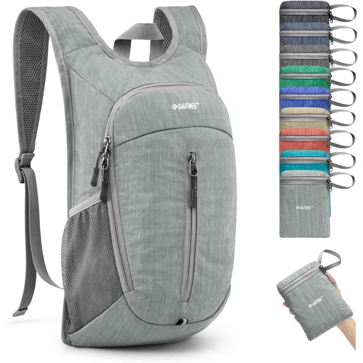 LuxusKollektion Minirucksack Wanderrucksack 10 l faltbar leicht Tagesrucksack Unisex Grau 10L