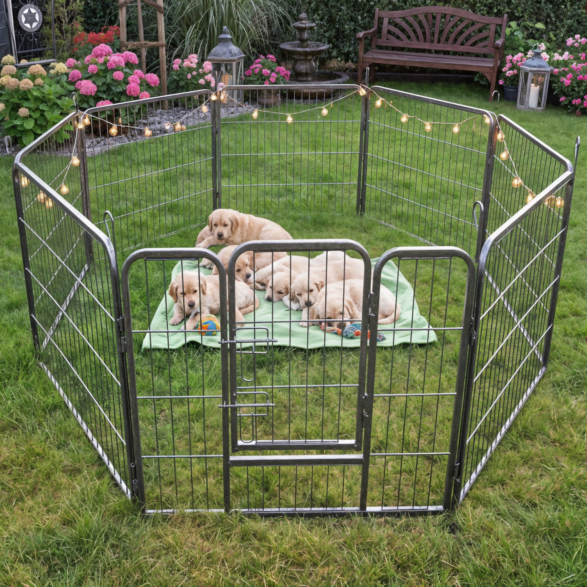 Zooprinz Freigehege Welpenauslauf individuell Erweiterbar in S-M-L-XL, 70 cm 80 cm 100 cm Höhe, 1 Türelement