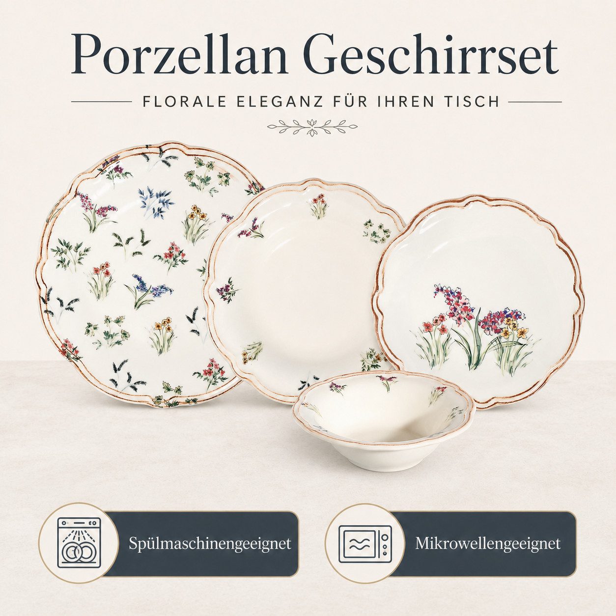 Hermia Concept Geschirr-Set Amber (24-tlg), 6 Personen, Porzellan, Tafelservice, 24 Teile, für 6 Personen