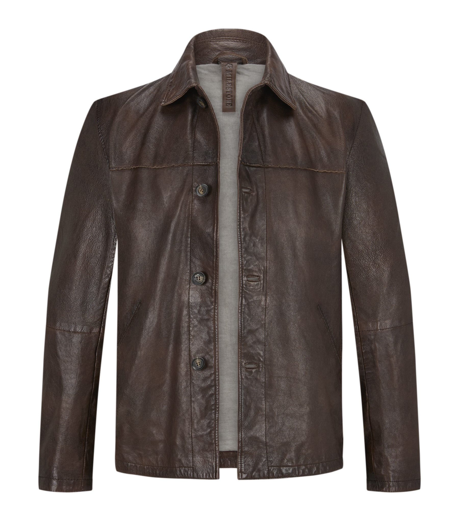 Milestone Lederjacke MSHampton aus planzlich gegerbtem Lammleder mit Knopfleiste