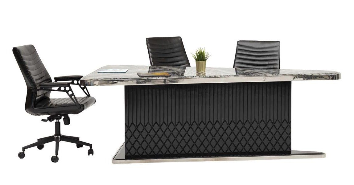 Xlmoebel Konferenztisch Eleganter schwarzer Tisch für Meetings und Büros (1-St., 225 x 135 cm), Made in Europa