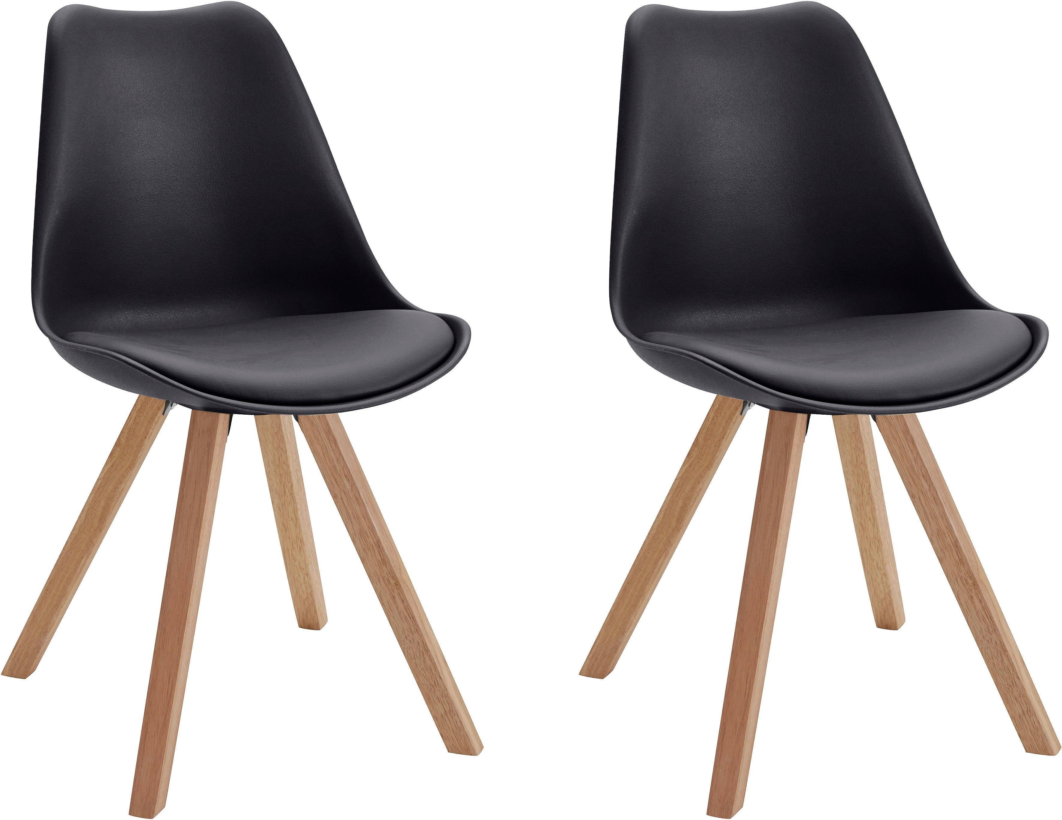 Homexperts Esszimmerstuhl Kaja (Set, 2 St), Sitzschale mit Sitzkissen in Kunstleder schwarz