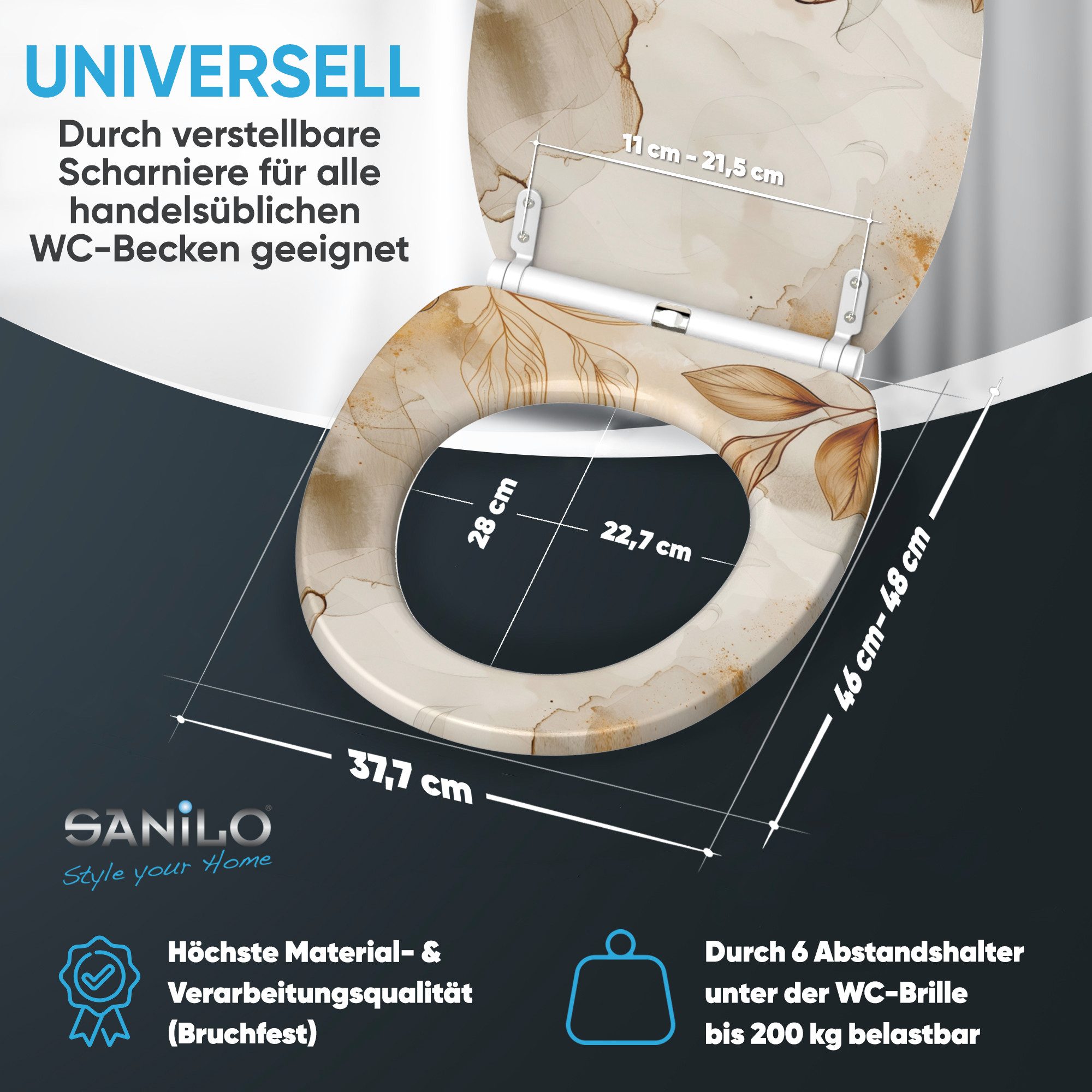 Sanilo WC-Sitz mit Absenkautomatik & Top Fix in vielen Designs, hochwertig, abnehmbar, leichte Montage von oben, mit Schraubenzieher – Bild 4 von 5