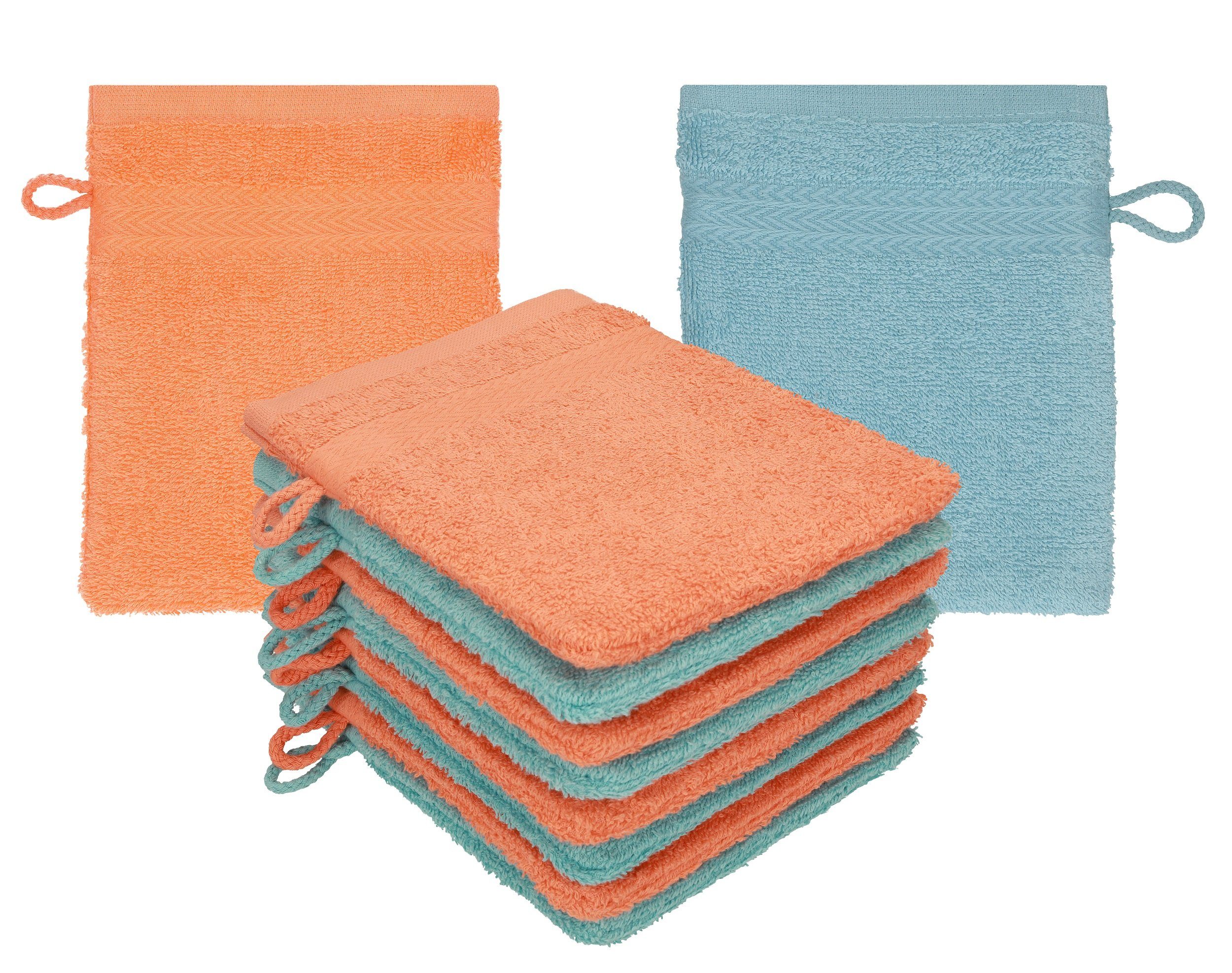 Betz Waschhandschuh 10 Stück Waschhandschuhe Premium 100% Baumwolle Waschlappen Set 16x21 cm Farbe blutorange - Ocean (10-tlg)