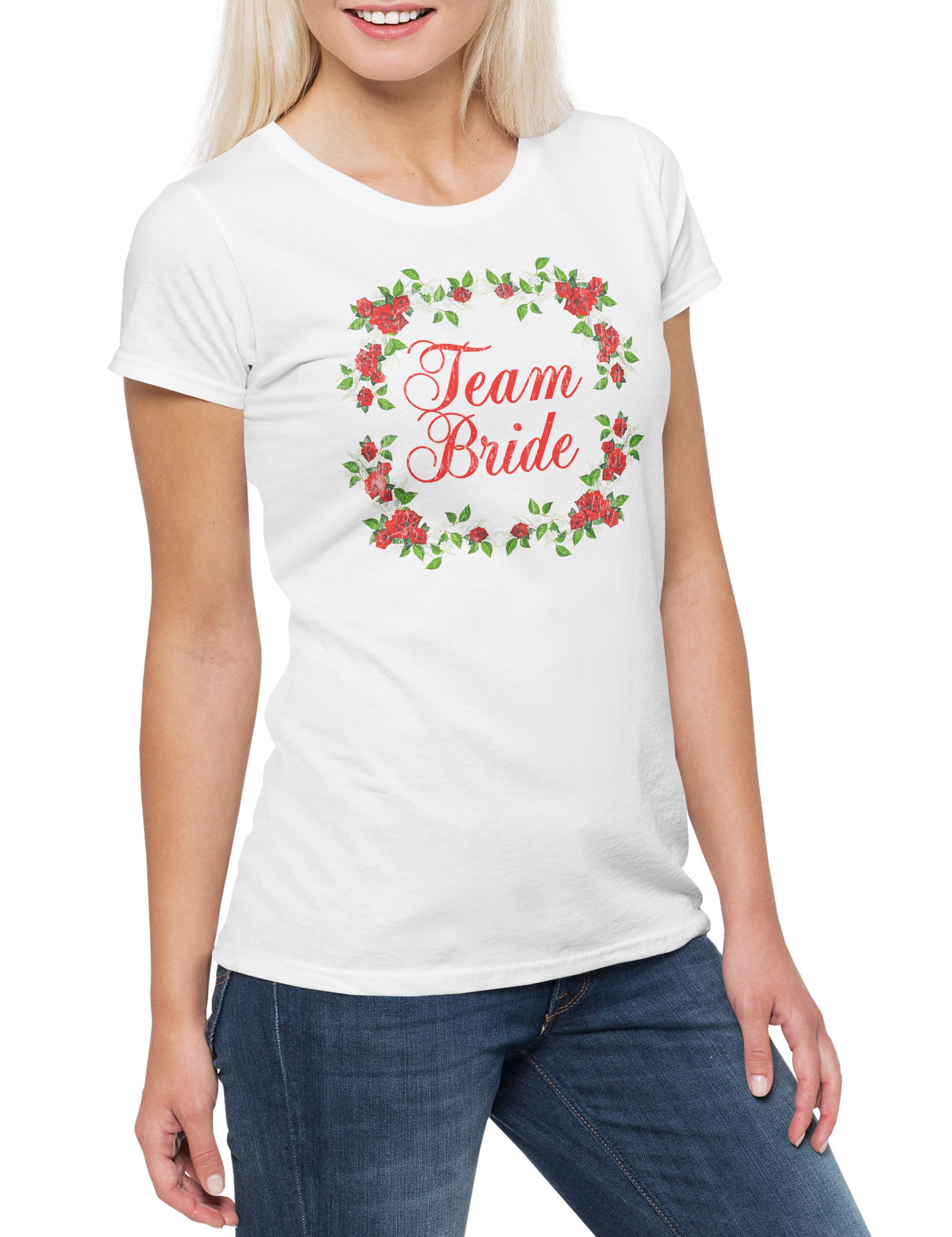 Print-Shirt Team Bride Damen T-Shirt Brautpaar Hochzeit Heirat Marriage Just