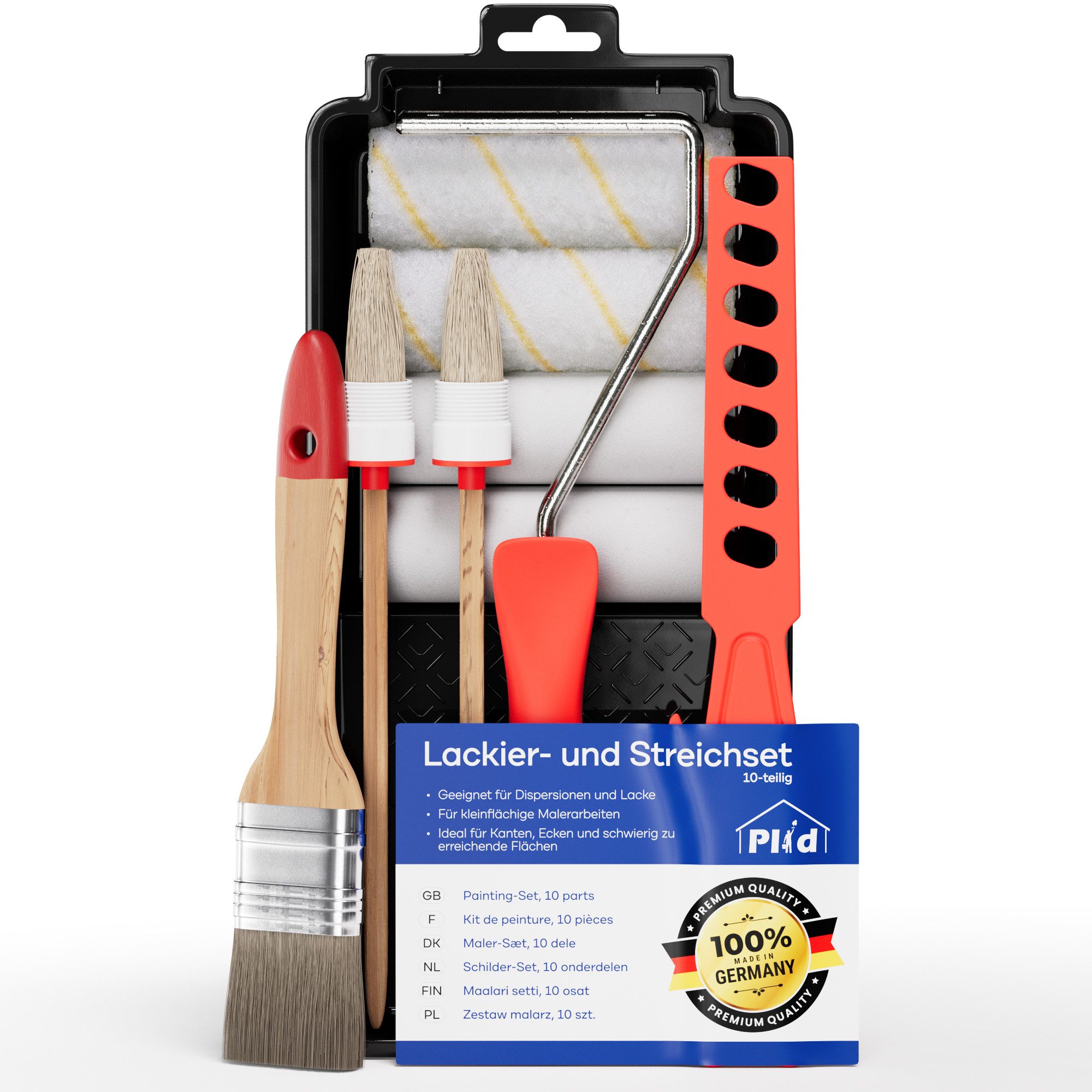 plid Malerset Premium Streichset Lackierset Pinsel Farbwanne Walze Steckbüg günstig online kaufen