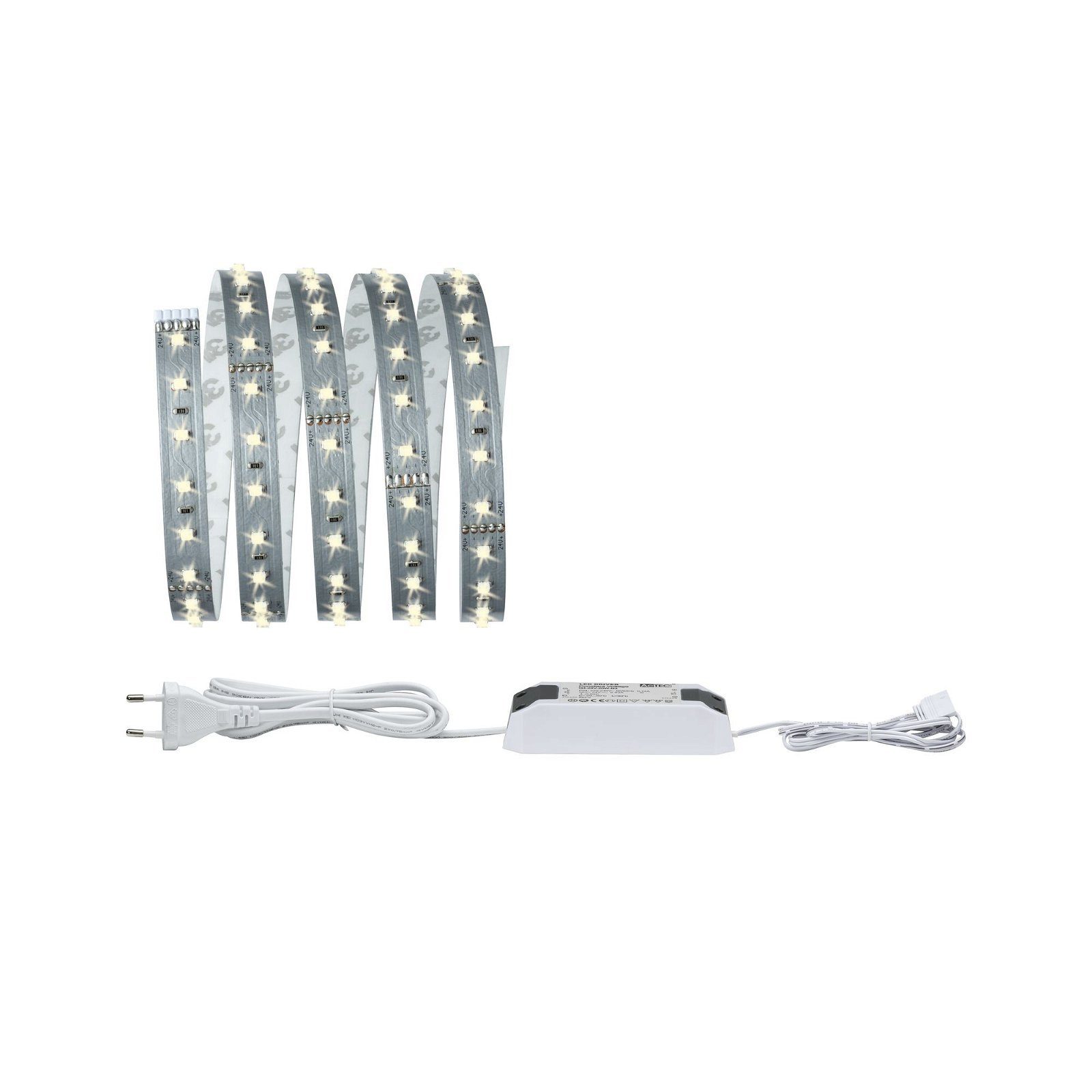 Paulmann LED-Streifen MaxLED 500 Basisset 1,5m IP20 2700K 9W 230/24V 20VA Silber, 1-flammig