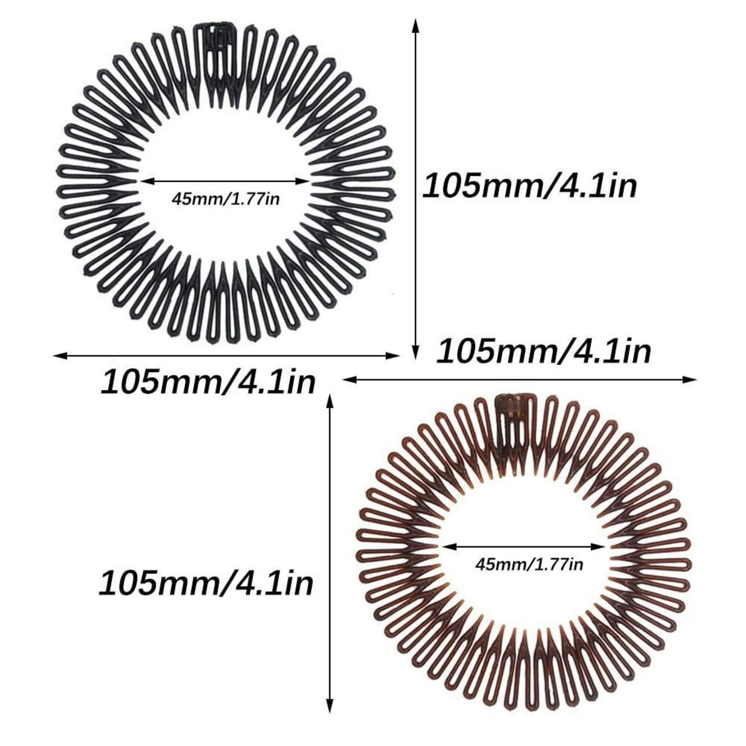 LuxusKollektion Haarkamm Stirnband Haarbandhalter Flexibler Kunststoff 2 Stücke Stretchkamm
