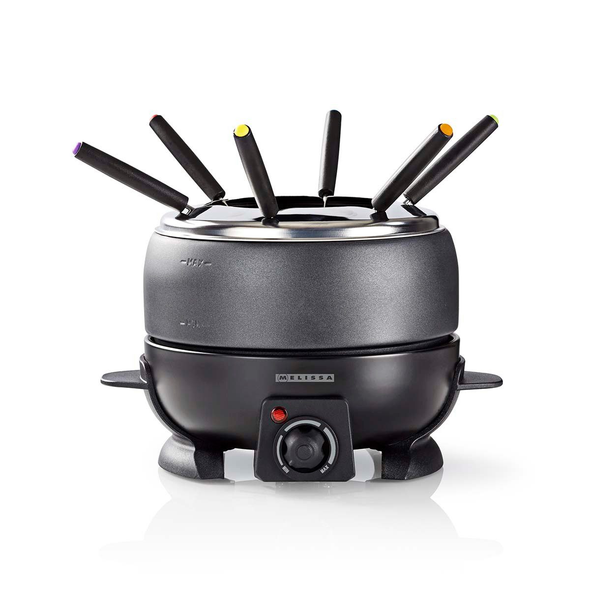 MELISSA Elektro-Fondue 16310236, 2.3 l, Elektrisches Fondue Set für 6 Personen, 2,3L Topf & 6 Gabeln, 800W