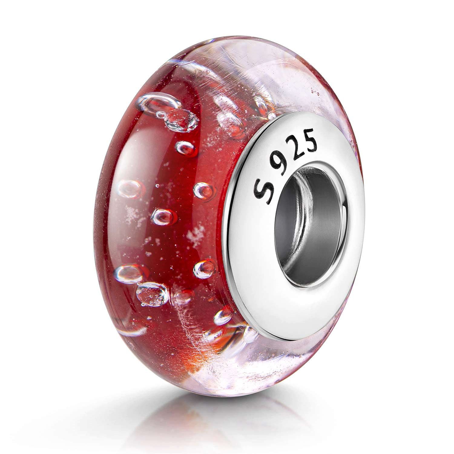Bead Glasperle Rot Luftblasen 1155