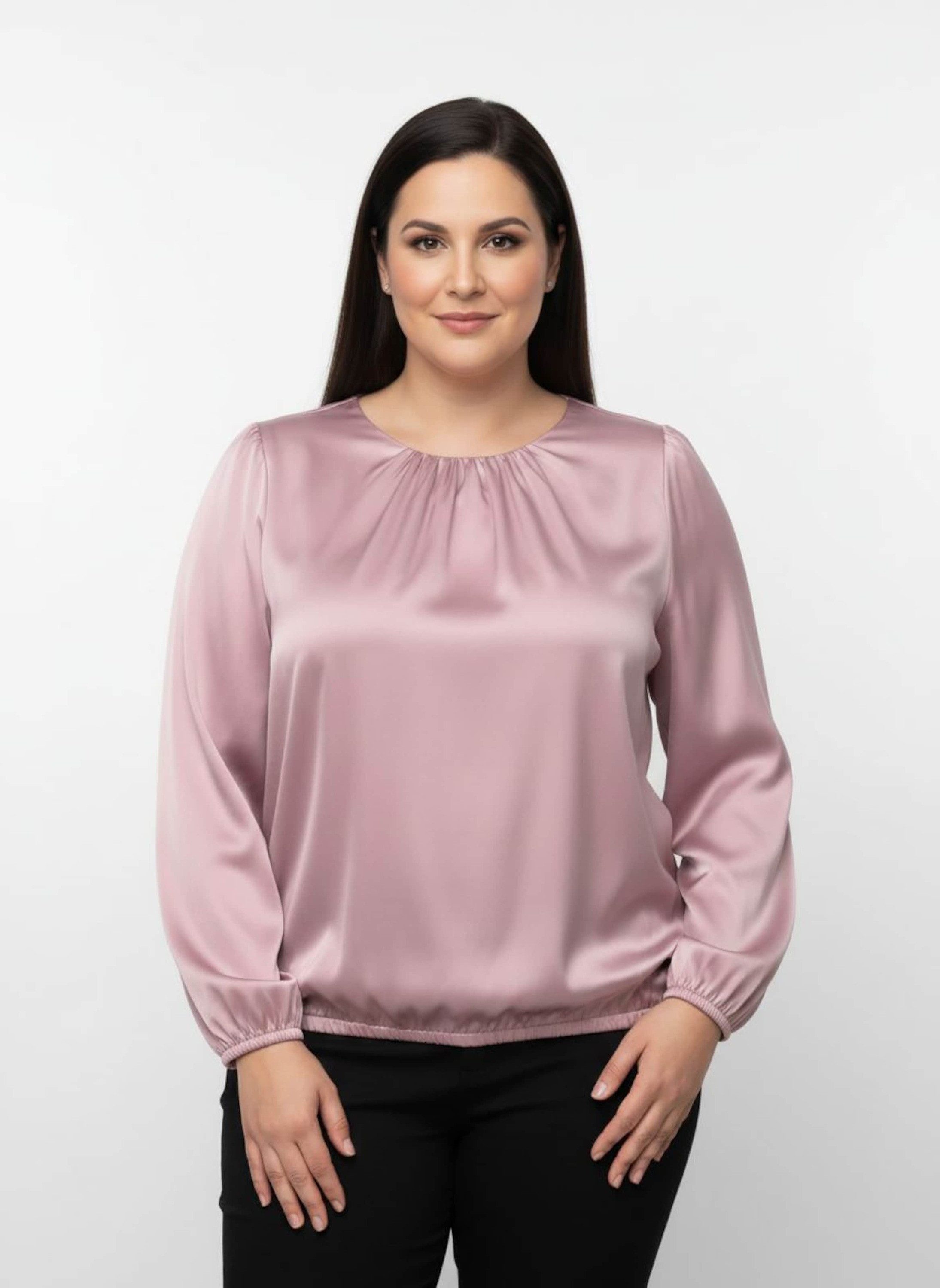 Klassische Bluse Satin-Bluse Langarm