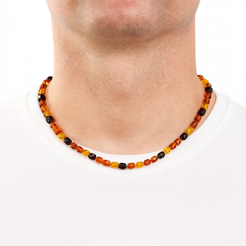 M-Punkt24 Collier Bernstein (Halskette, 45cm, Echter Bernstein, Partner-Look, inkl. Etui), Damen und Herren - Unisex Schmuck
