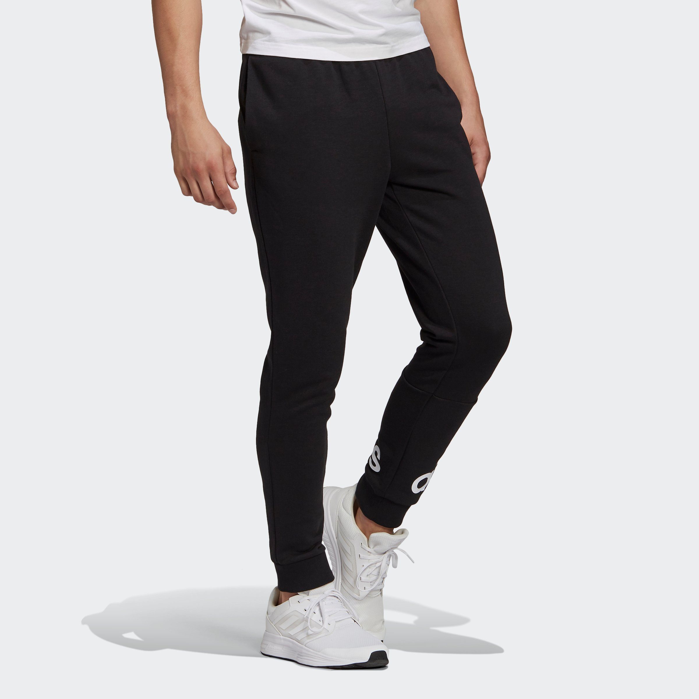 adidas Sportswear Sporthose ESSENTIALS FRENCH TERRY TAPERED CUFF LOGO HOSE (1-tlg) BLACK/WHITE