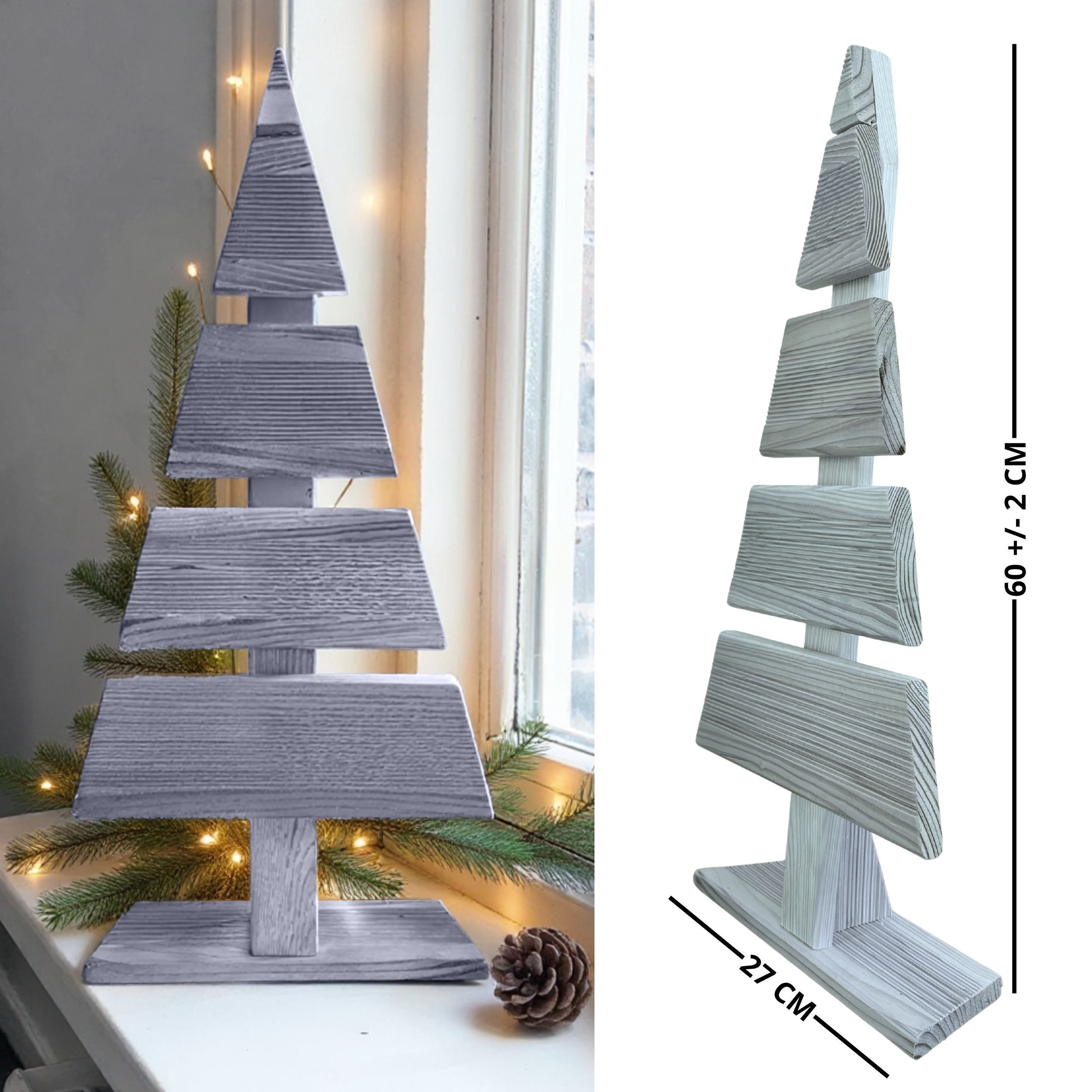 be4nature Weihnachtsfigur Tannenbaum Weihnachtsbaum Weihnachtsdeko Holztannenbäume Christbaum (Fertiggebaut, 1 St., Silber), für Innen und Außen, für Wohnzimmer, Büro oder Garten, Terrase