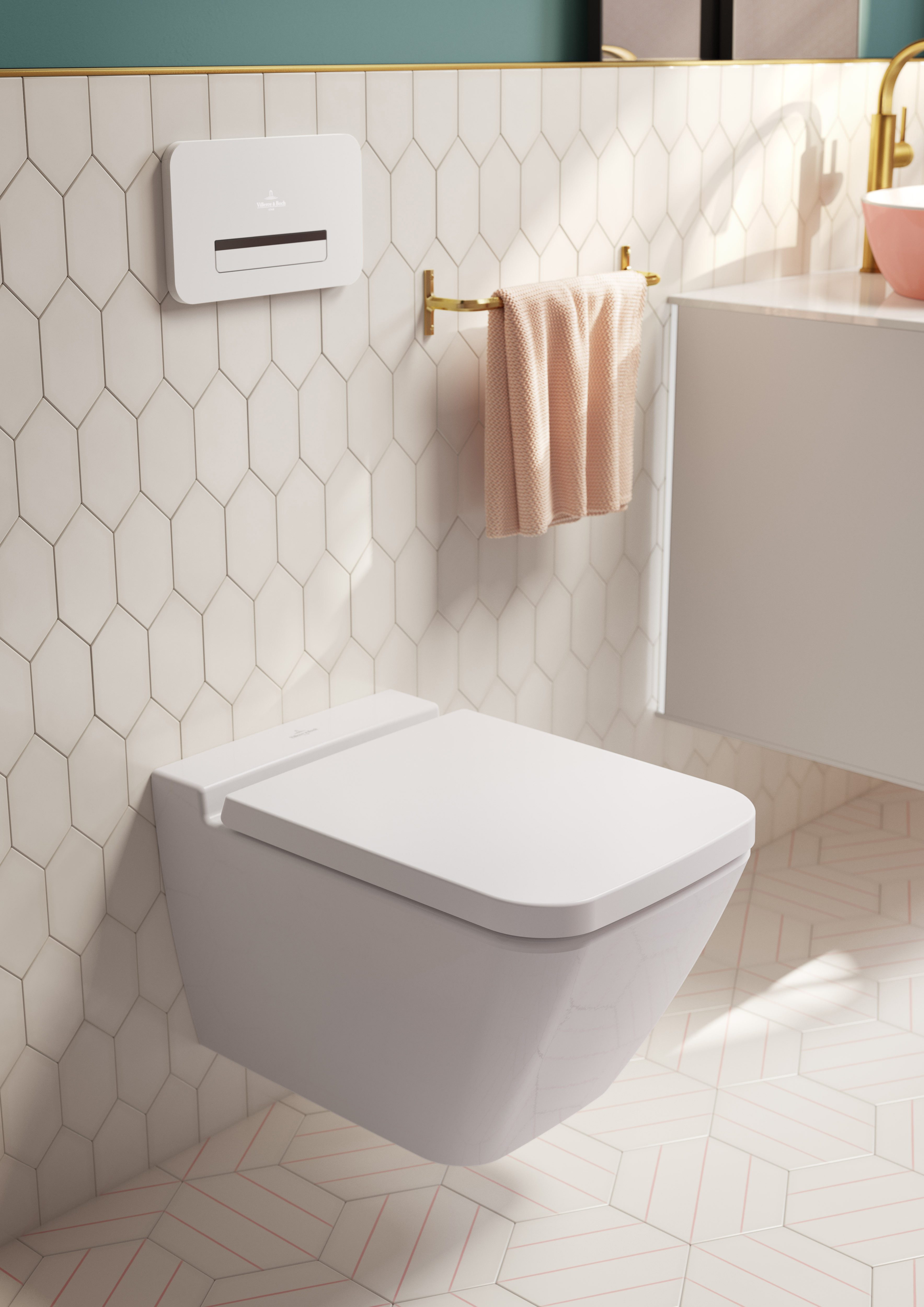 Villeroy & Boch WC-Sitz Finion, Toilettendeckel mit Absenkautomatik, aus Duroplast, eckig, Weiß Alpin