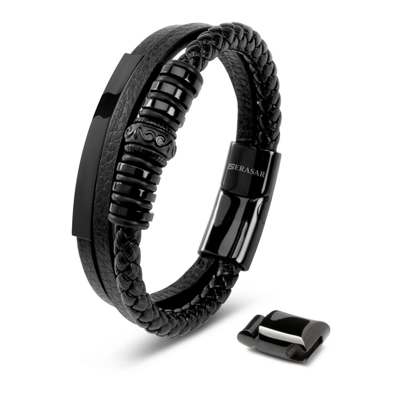 SERASAR Lederarmband Leder Herrenarmband "Shine" (Klassisch, elegant, casual, 1-tlg), aus Echtleder, Länge durch extra Glied verstellbar