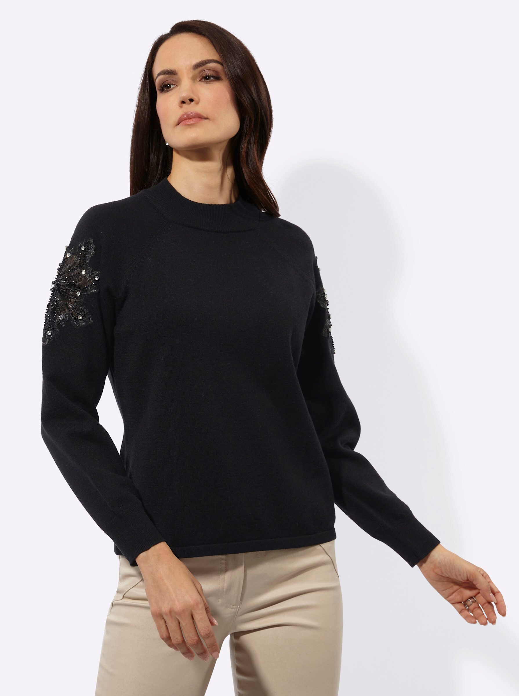 creation L Strickpullover Modal-Mix-Pullover Langarm Jersey
