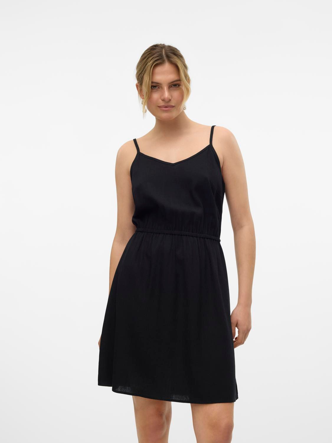 Vero Moda Trägerkleid VMMYMILO SINGLET SHORT DRESS WVN GA mit Leinen