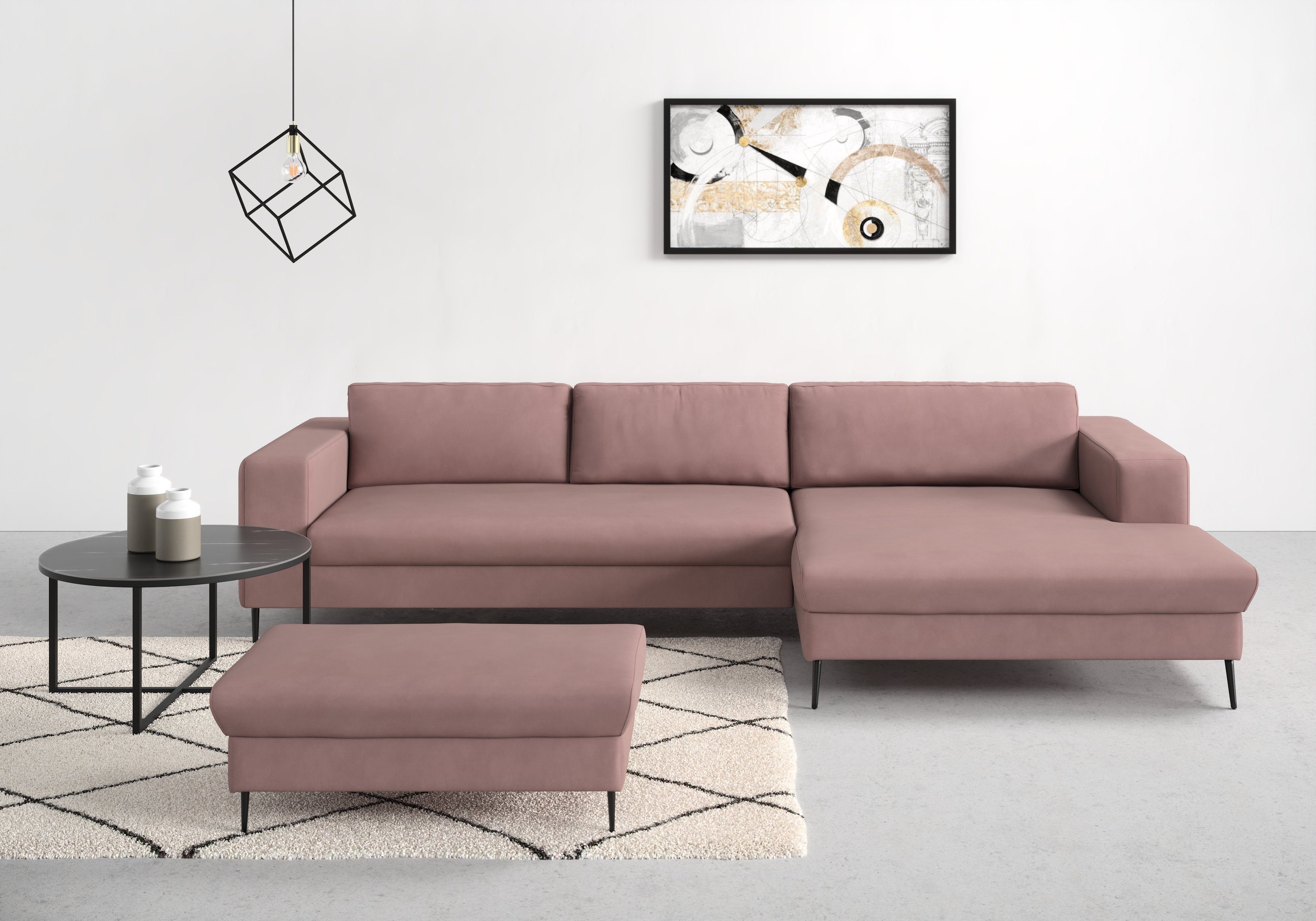 DOMO collection Ecksofa Modica, zeitlos und elegant, L-Form, moderne Optik mit extrabreiter Recamiere, auch in Cord