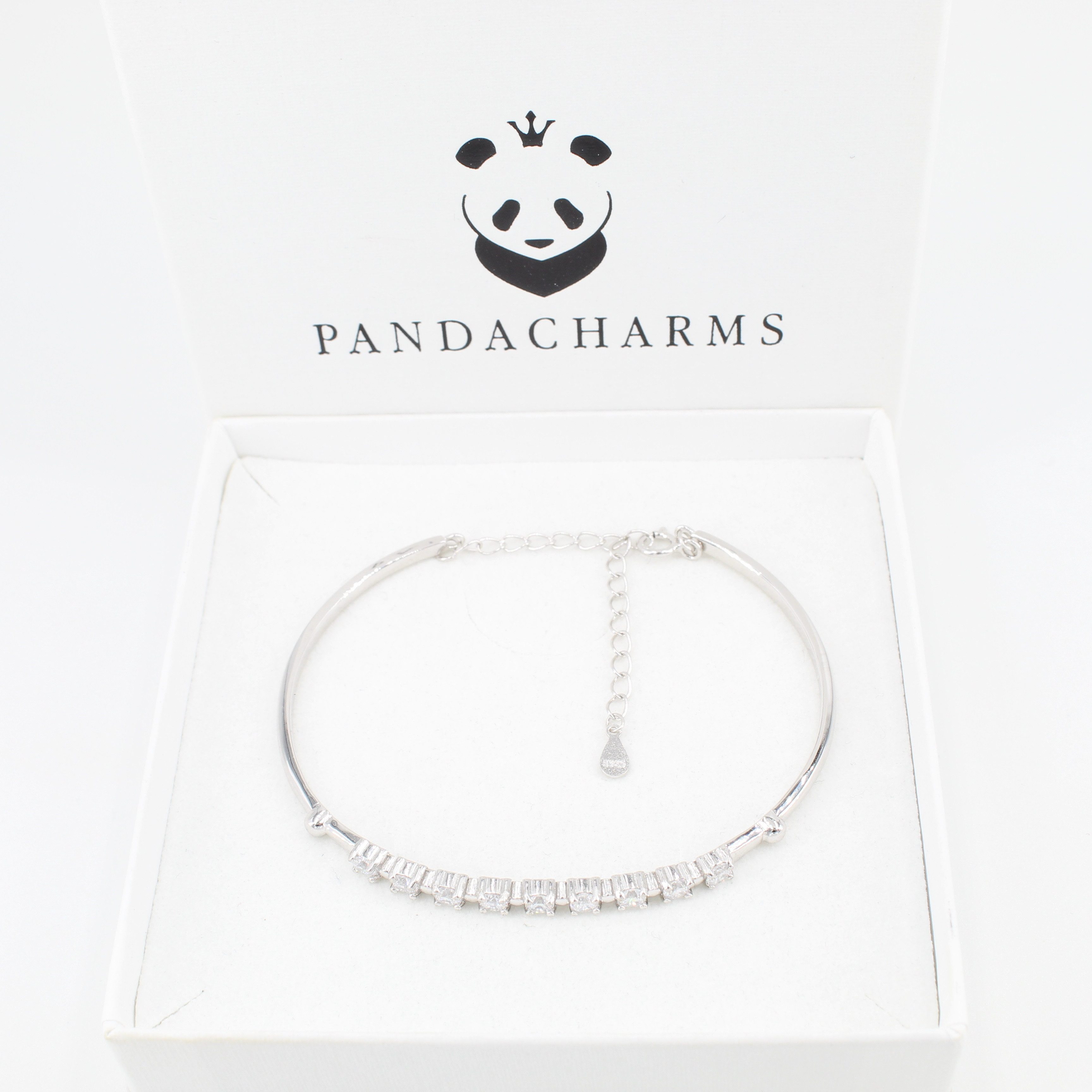 PANDACHARMS Armreif Nine Diamonds, 925er Silber mit Zirkonia, Länge variabel 16-20cm