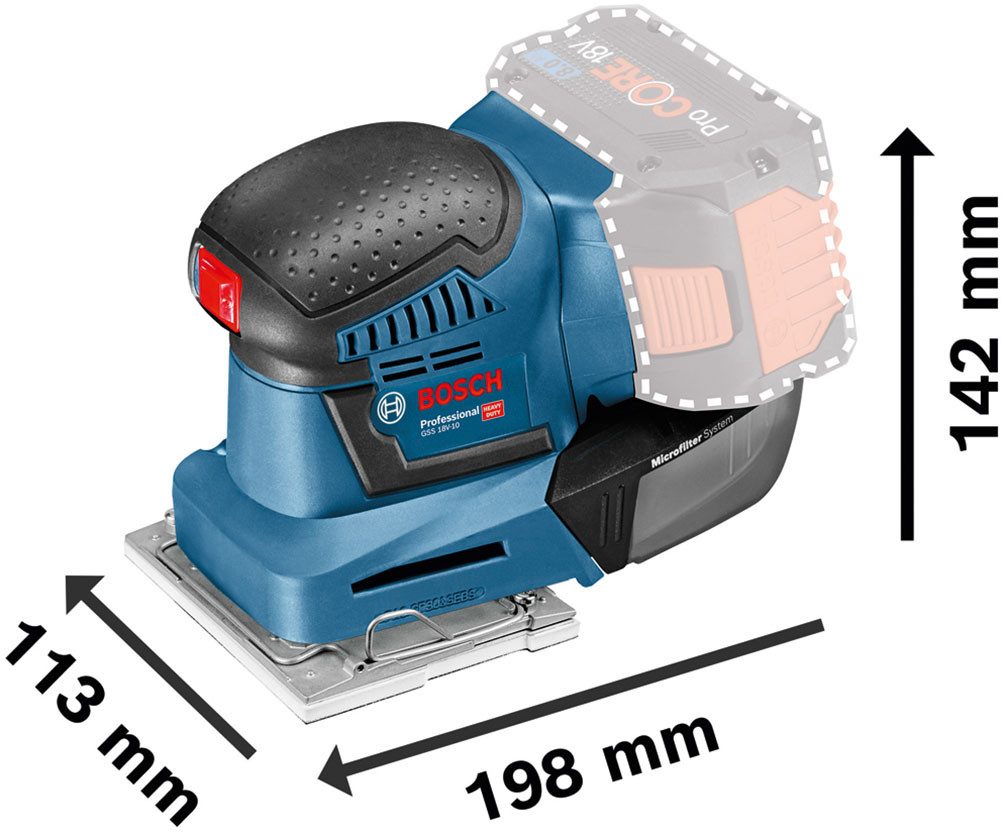 Bosch Professional Akku-Schwingschleifer »GSS 18V-10«, in L-BOXX, ohne Akku, ohne Ladegerät