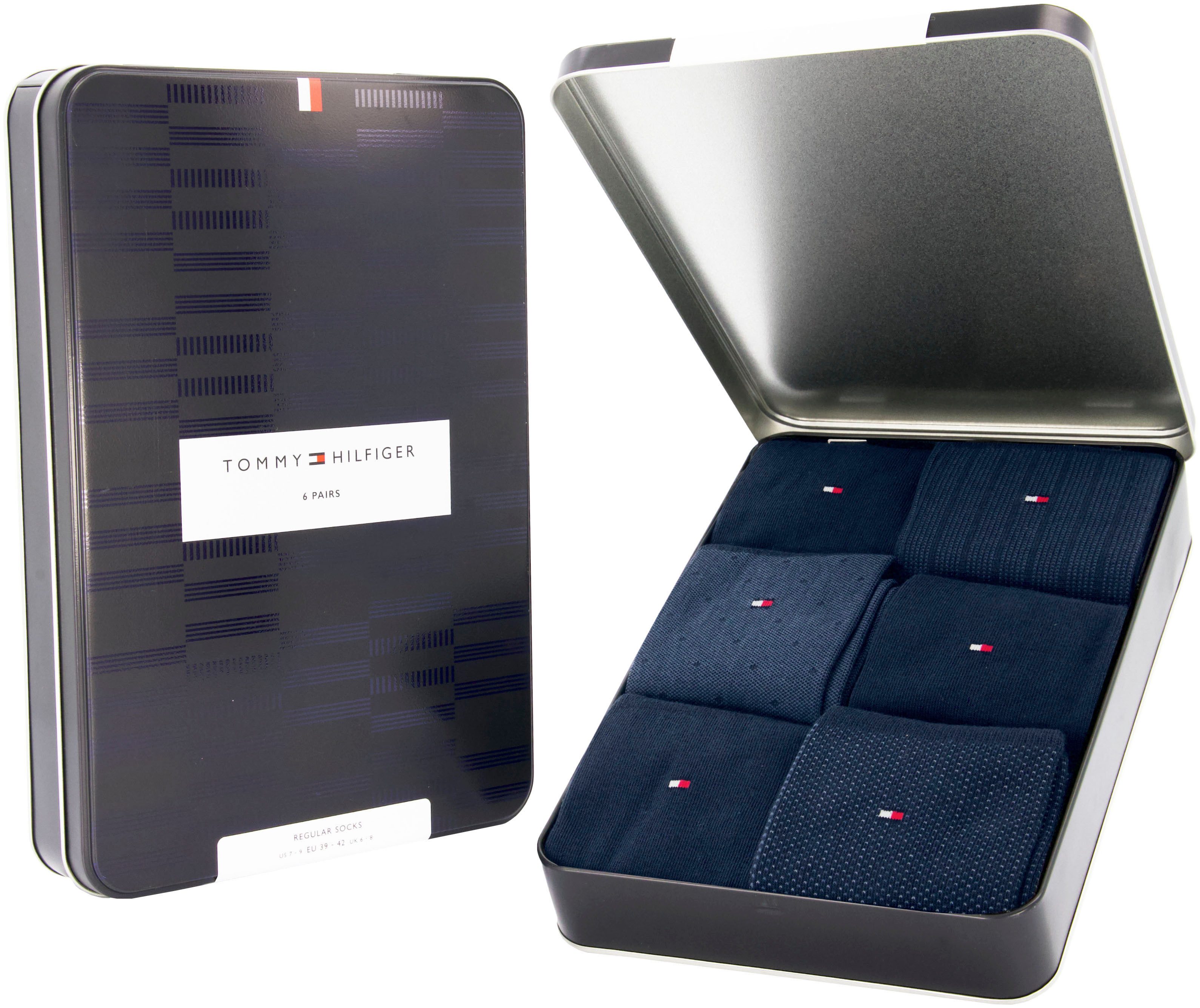 Socken TH MEN SOCK 6P TIN GIFTBOX BIRDSEYE