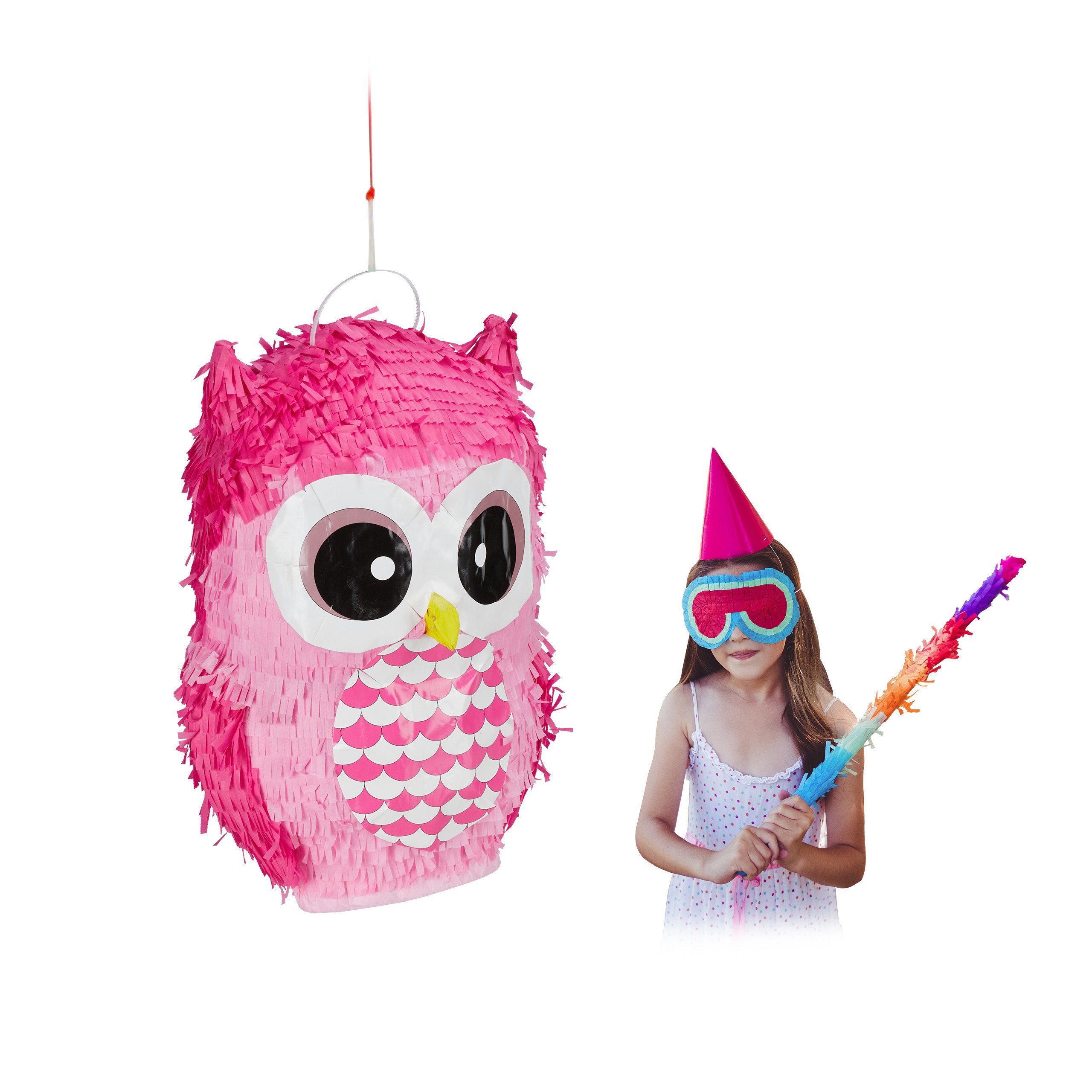 Pinata Eule Pink Papierdekoration relaxdays in