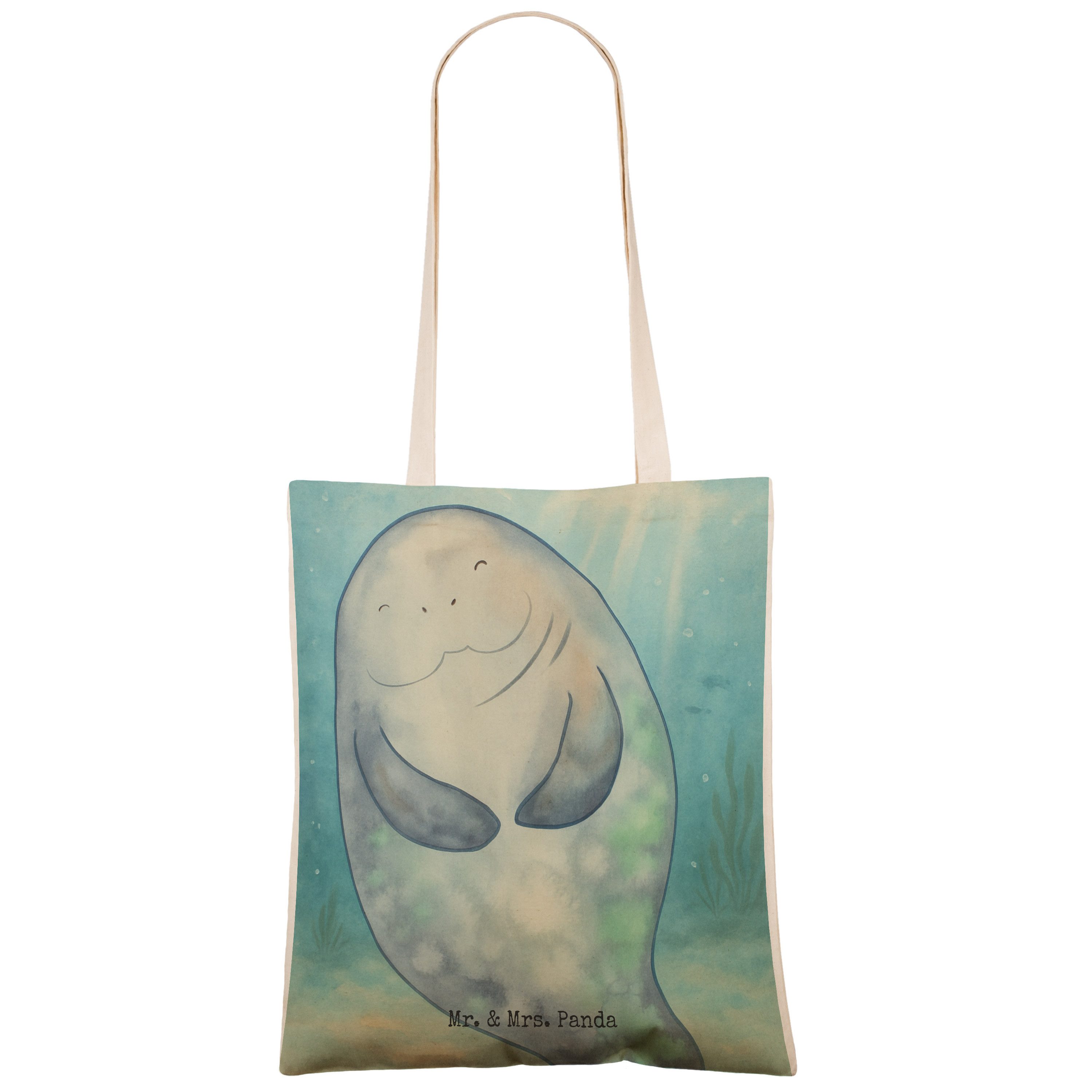 Mr. & Mrs. Panda Tragetasche Seekuh Happy Design, Beuteltasche, Weiß, Beutel Tasche, Liebeskummer, (Packung), shopping bag Stofftragetasche Einkaufstasche