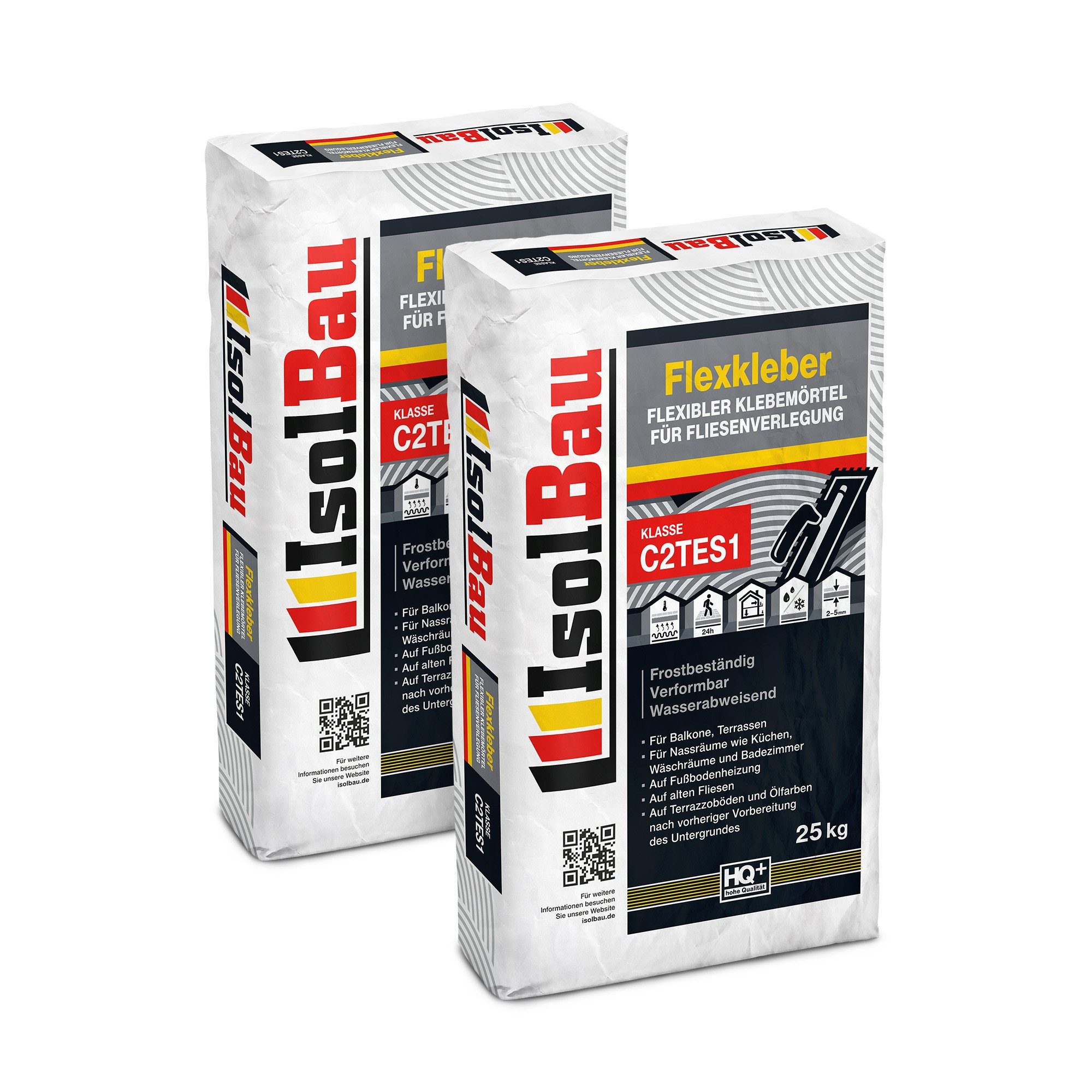 None Fliesenkleber Flexkleber C2TES1 Fliesenkleber 2 x 25 kg Frostsicher Wasserabweisend, Klasse C2TES1 OSB- und Spanplatten, Ölfarben, Fliese auf Fliese