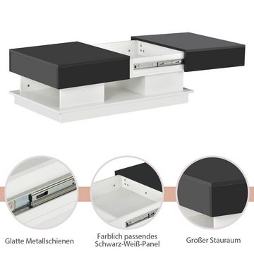 OBOSOE Couchtisch Multifunktionaler Beistelltisch Wohnzimmertisch 100 × 60 × 36 cm, Aufbewahrungstisch mit Schublade