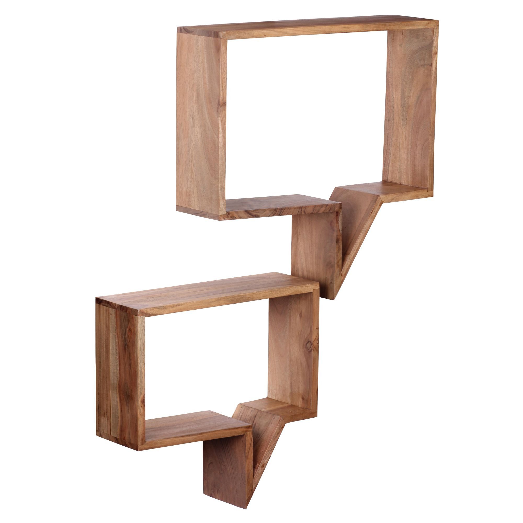 Wohnling Wandregal WL1.530 2er Set e MUMBAI Massivholz Akazie Regal Wand Wandboard Cubes, 2er Set Akazie Massivholz Sprechblase Modern, Wandboard Echtholz Regal, Hängeregal Schwebend