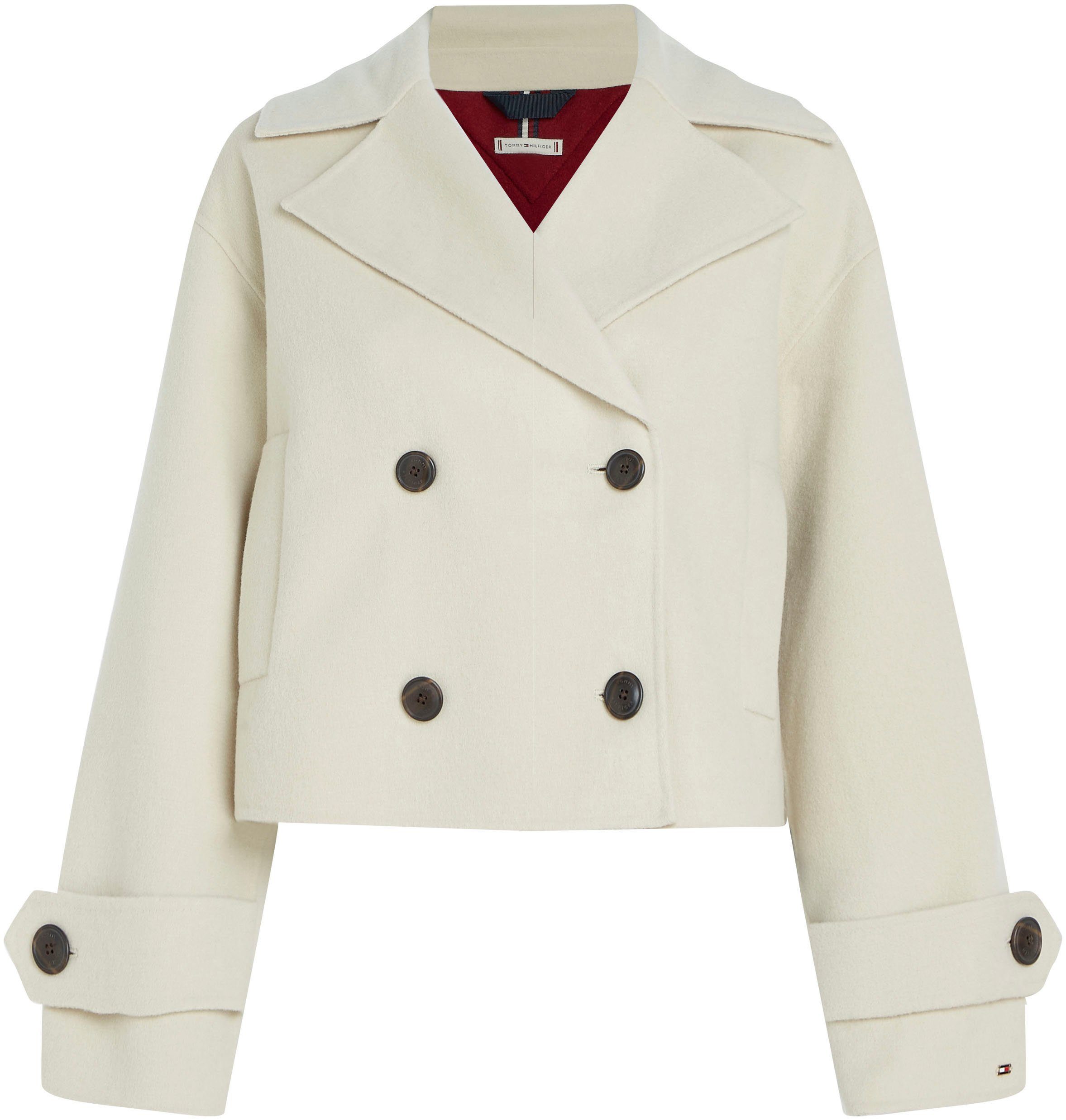 Tommy Hilfiger Outdoorjacke DF WOOL BLEND COLORBLOCK PEACOAT mit doppelreihigem Knopfverschluss