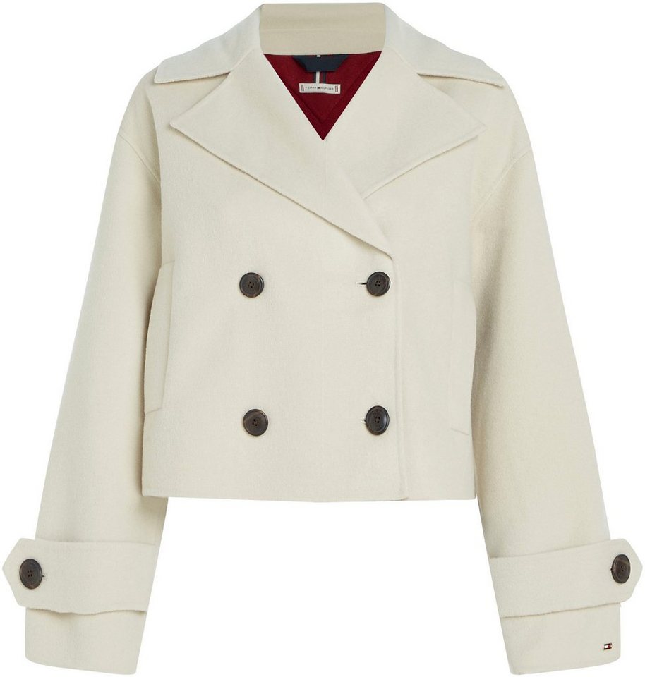 Tommy Hilfiger Outdoorjacke DF WOOL BLEND COLORBLOCK PEACOAT mit  doppelreihigem Knopfverschluss