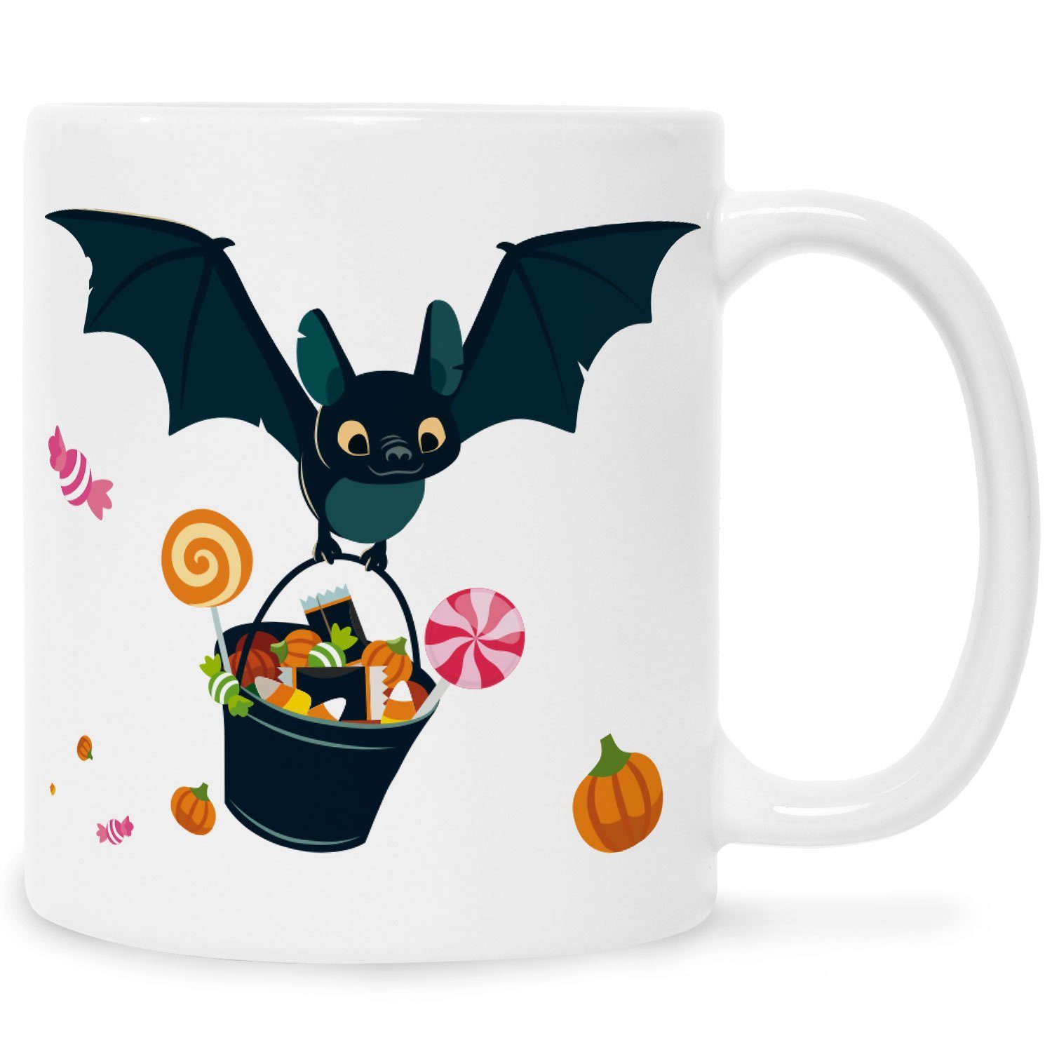 GRAVURZEILE Tasse mit Motiv - Fledermaus Design - Schaurige Geschenke zu Halloween Weiß