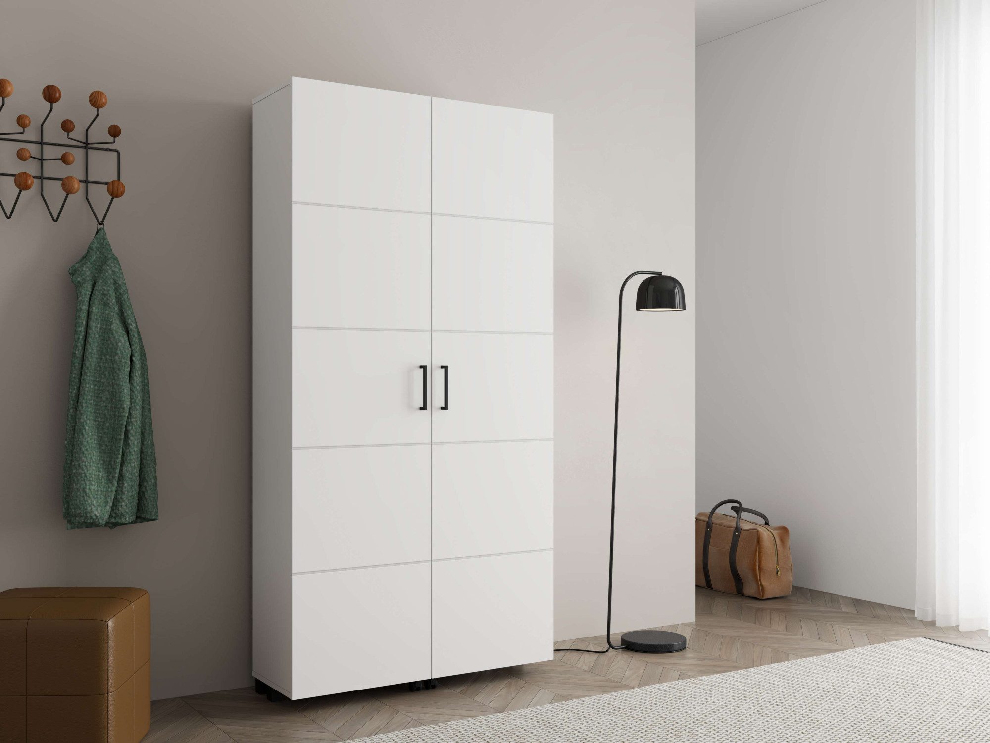 Home affaire Schuhschrank Islay, Drehtüren auf Rollen, B/T/H: 91,6/32,4/184,4 cm Schuhkommode mit Platz für ca. 40 Paar Schuhe bis Gr. 40