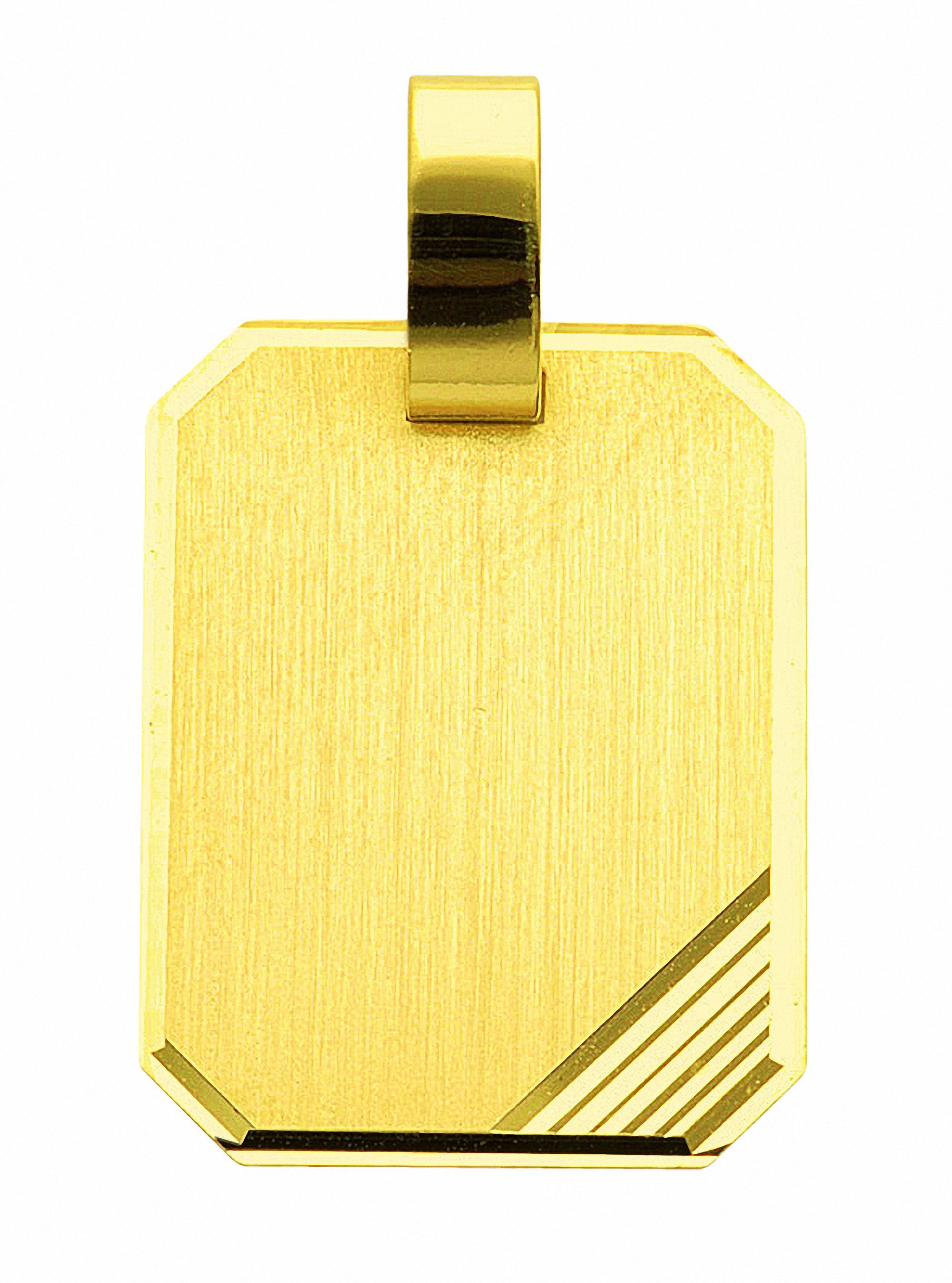 Anhänger Schmuckset Adelia´s Gold - Gravurplatte mit Halskette ohne Kette Anhänger, 585 Set