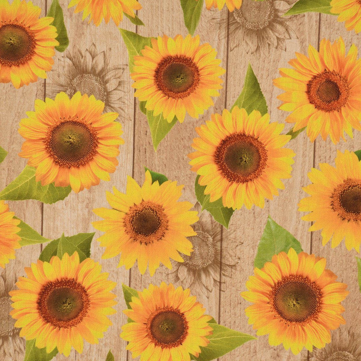 SCHÖNER LEBEN. Stoff Outdoorstoff Meterware Dralon Teflonbeschichtung Sunflower gelb 140cm, wasserabweisend,lebensmittelecht,abwaschbar
