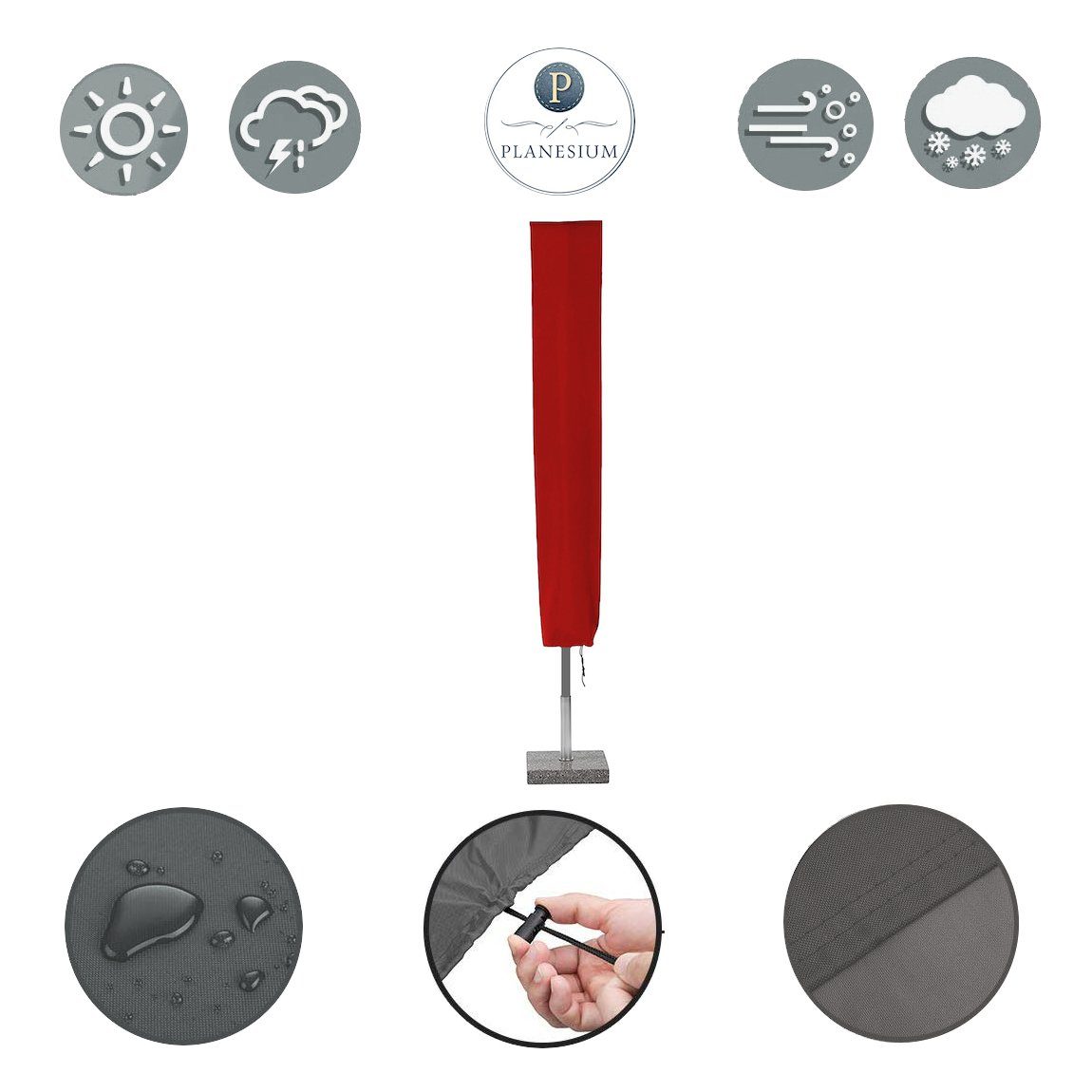 Haube Planesium Abdeckung Sonnenschirm Reißfest Rot Atmungsaktiv Schutzhülle Abdeckplane Hülle Ampelschirm für Sonnenschirm-Schutzhülle Ampelschirm